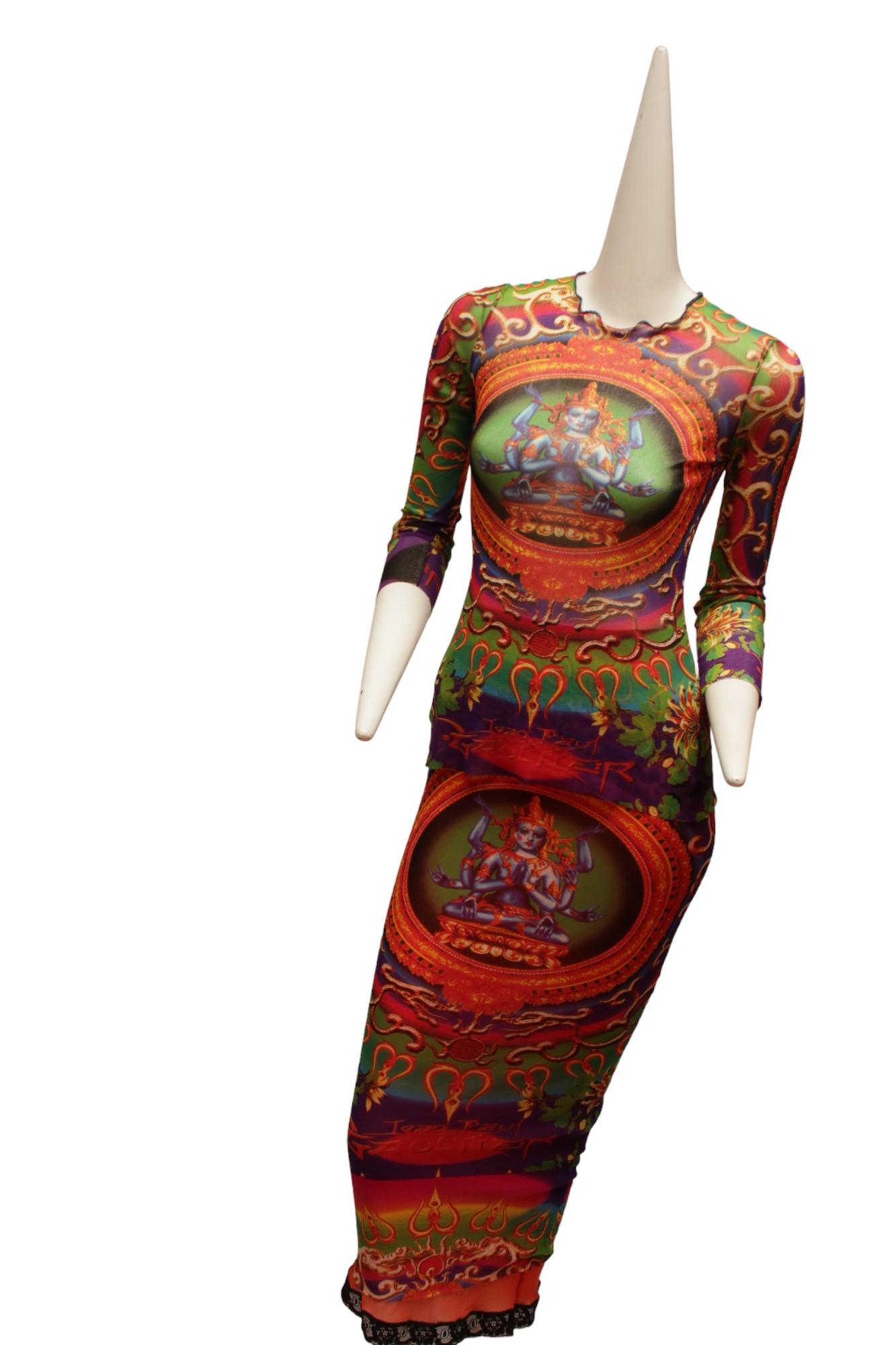 JEAN PAUL GAULTIER Maille, MESH, Hindu G-d Shiva Butterfly Tattoo Skirt or Dress 6