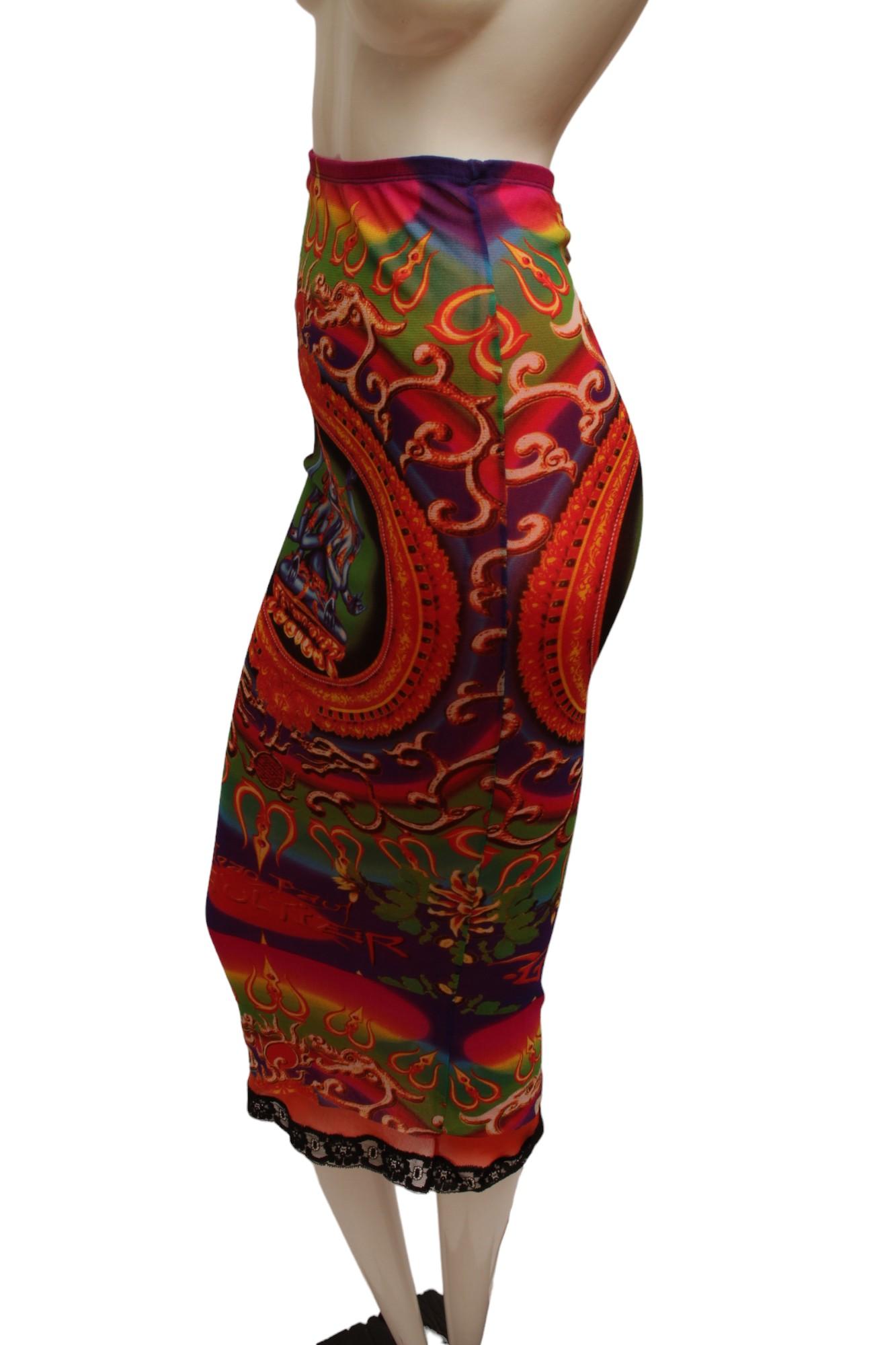 JEAN PAUL GAULTIER Maille, MESH, Hindu G-d Shiva Butterfly Tattoo Skirt or Dress In Excellent Condition In Kingston, NY