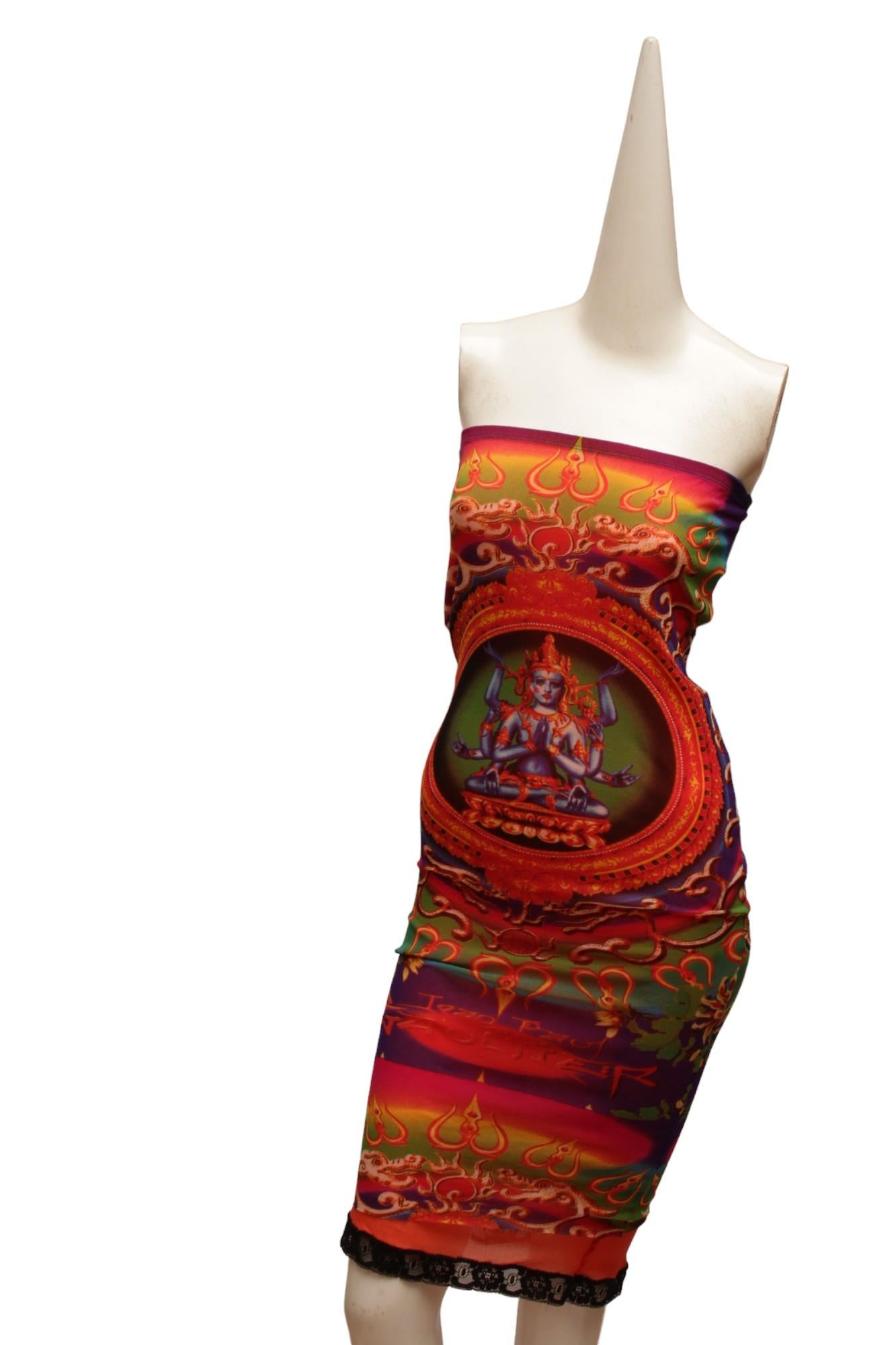 JEAN PAUL GAULTIER Maille, MESH, Hindu G-d Shiva Butterfly Tattoo Skirt or Dress 3