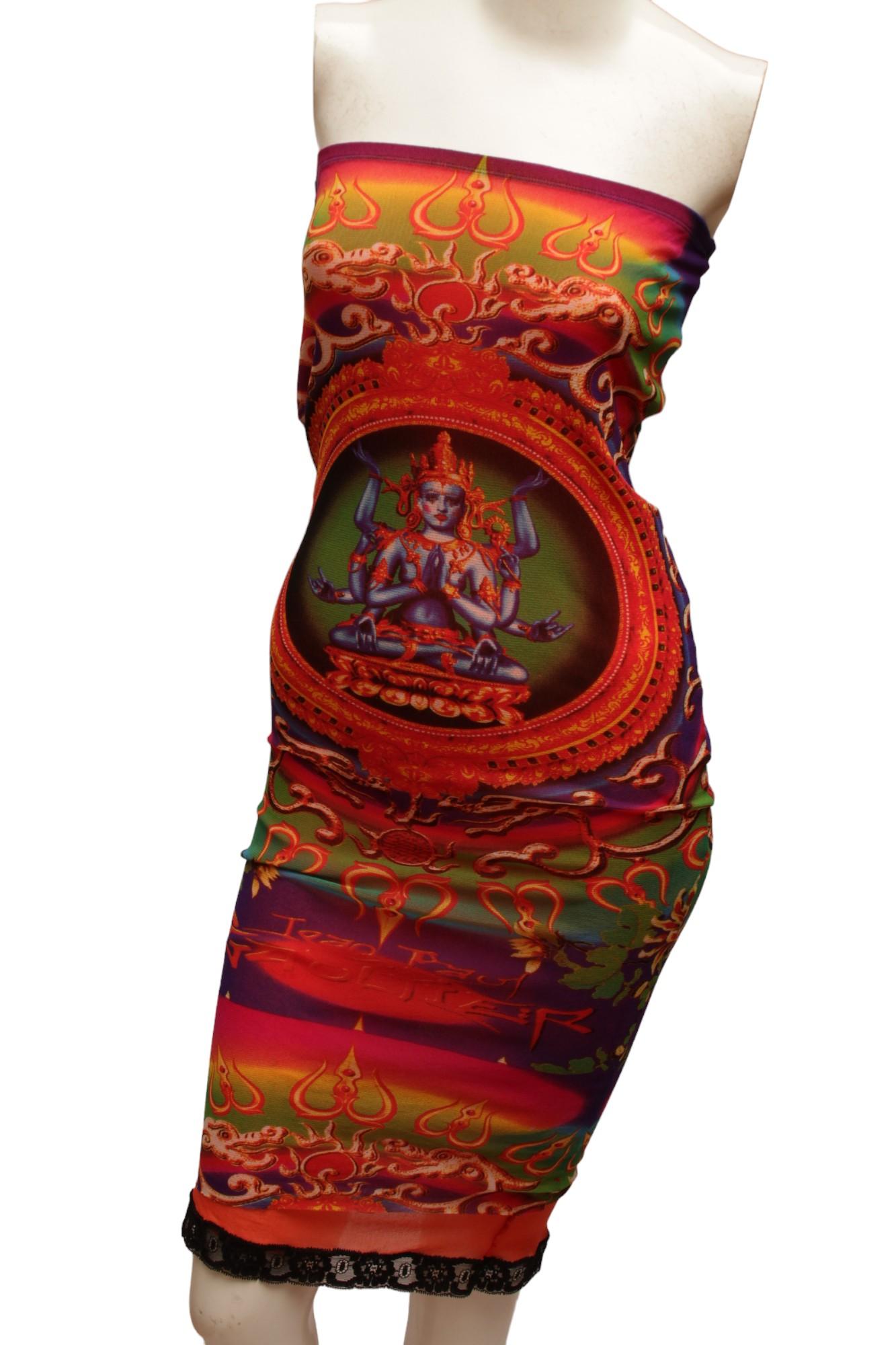 JEAN PAUL GAULTIER Maille, MESH, Hindu G-d Shiva Butterfly Tattoo Skirt or Dress 4