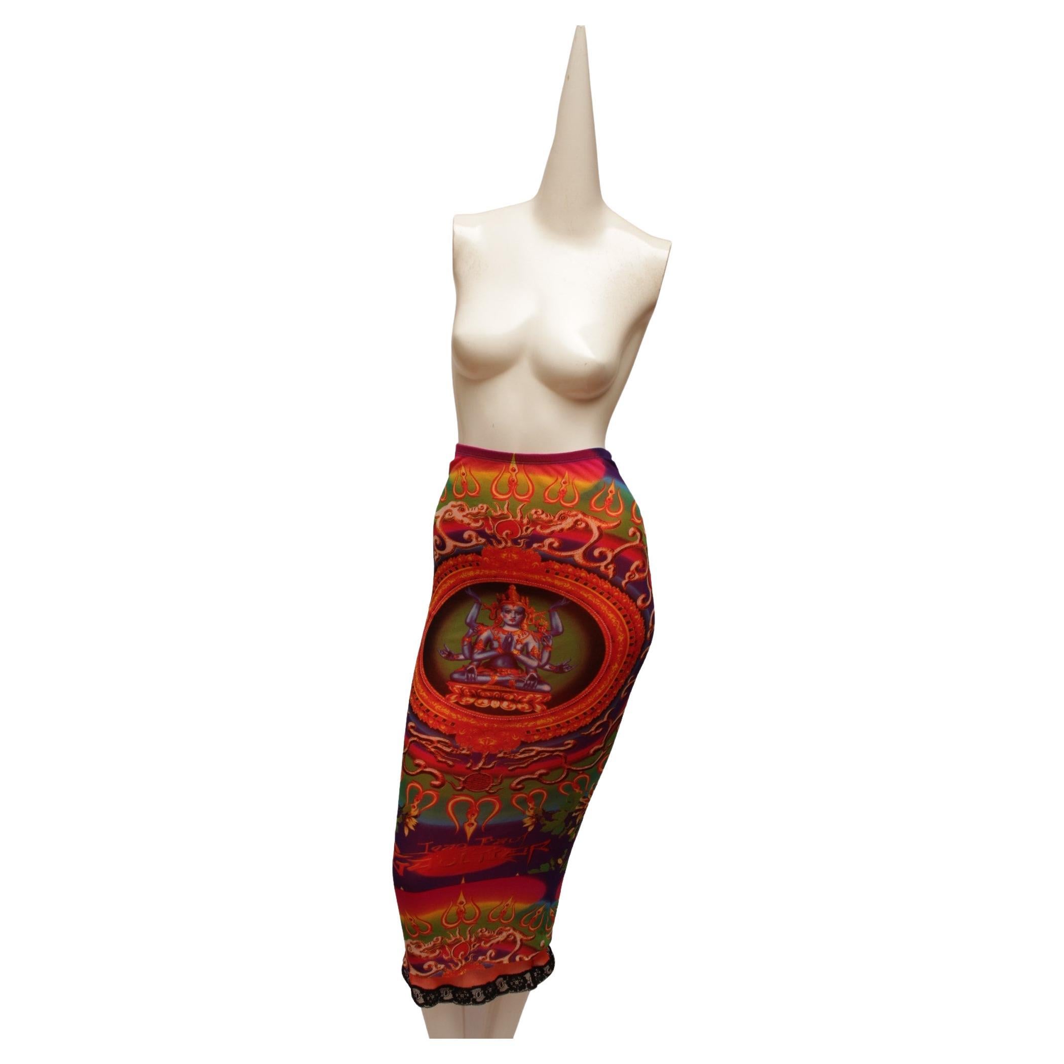 JEAN PAUL GAULTIER Maille, MESH, Hindu G-d Shiva Butterfly Tattoo Skirt or Dress
