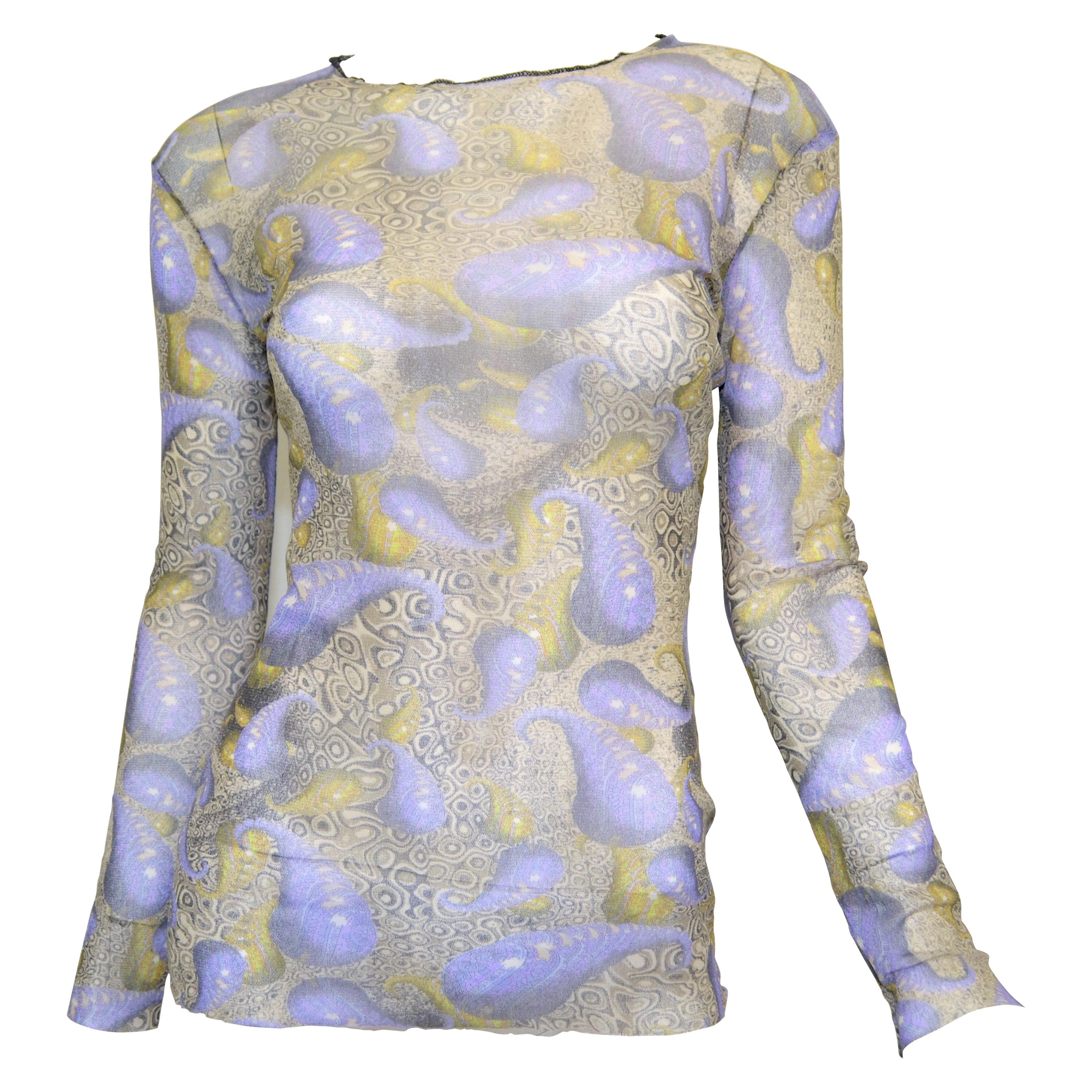 Jean Paul Gaultier Maille Mesh Knit Top with Paisley Print
