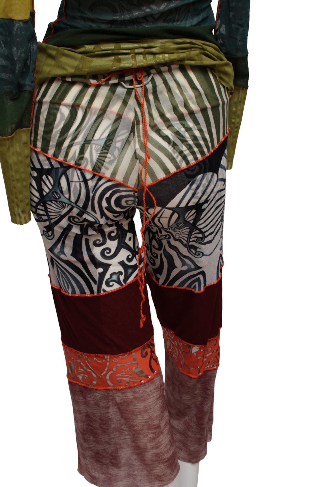 Jean Paul Gaultier Maille, Mesh stretch Maori inspired convertible pant 7