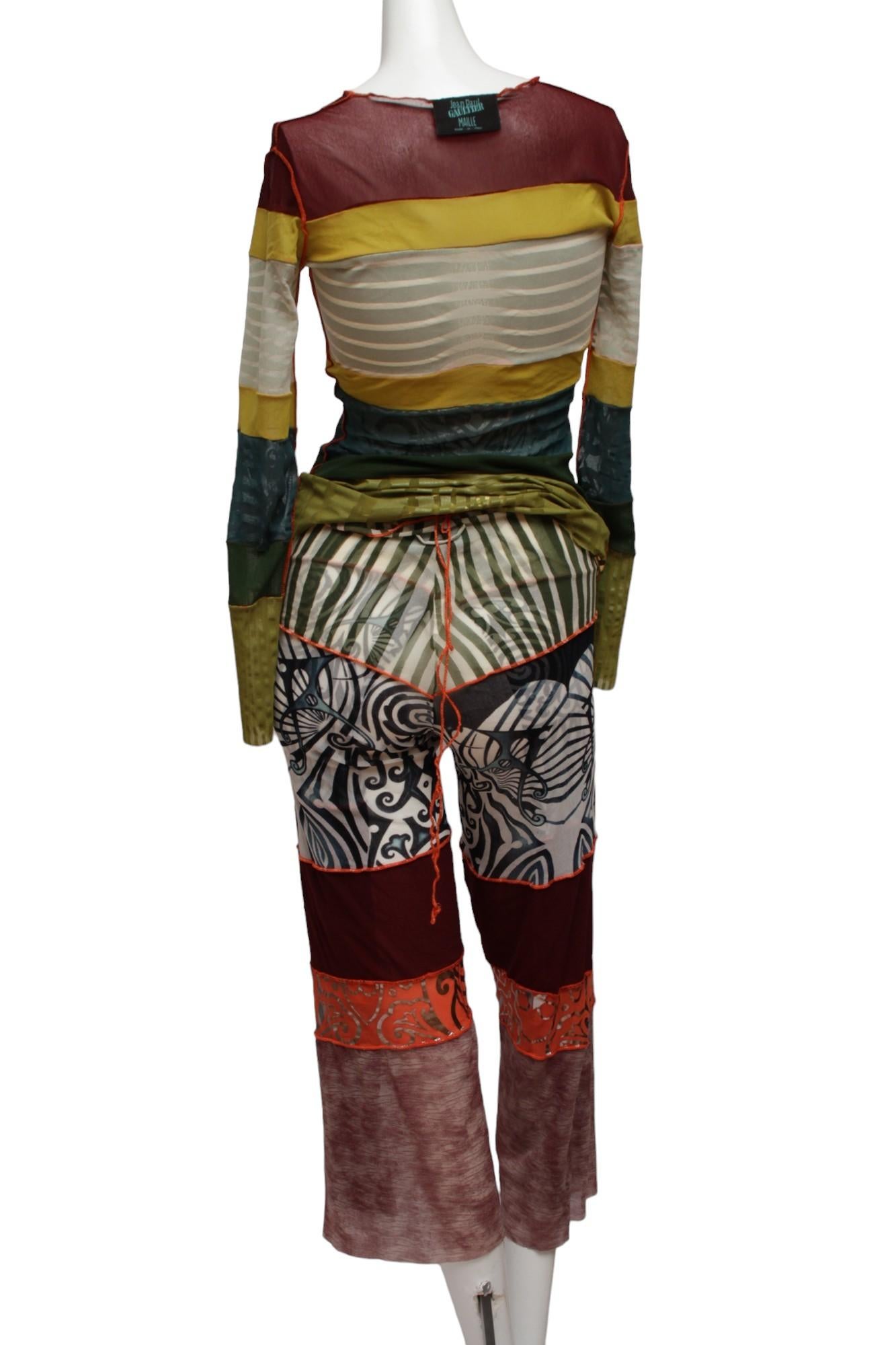 Jean Paul Gaultier Maille, Mesh stretch Maori inspired convertible pant 8