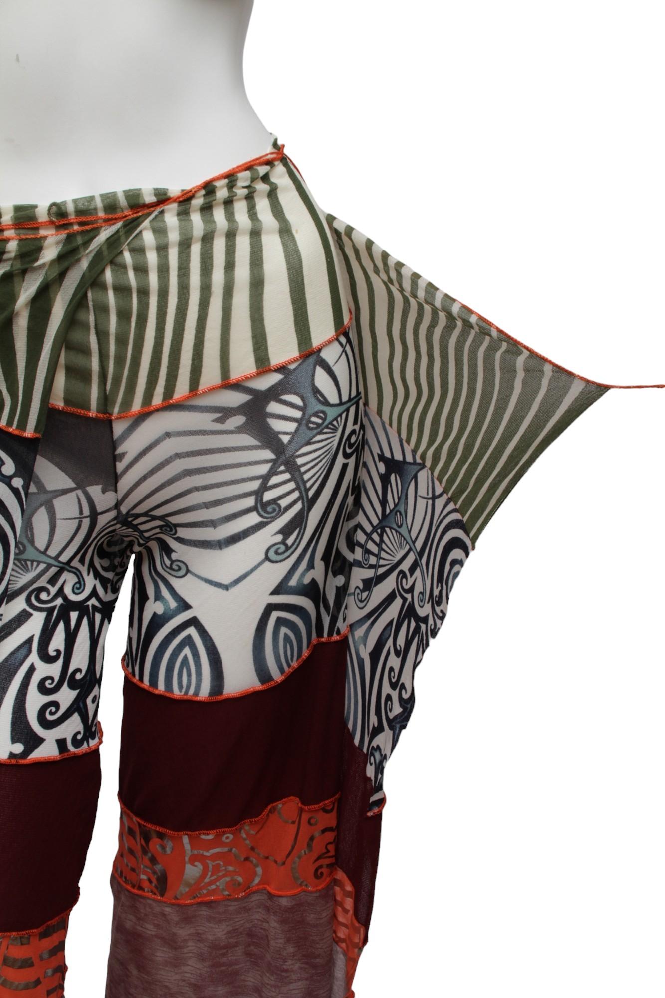 Jean Paul Gaultier Maille, Mesh stretch Maori inspired convertible pant 1