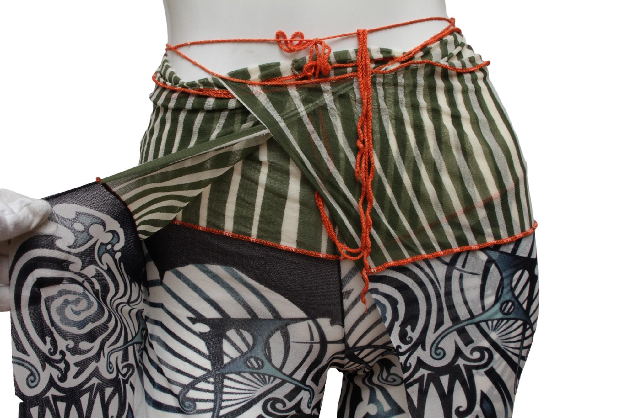 Jean Paul Gaultier Maille, Mesh stretch Maori inspired convertible pant 3