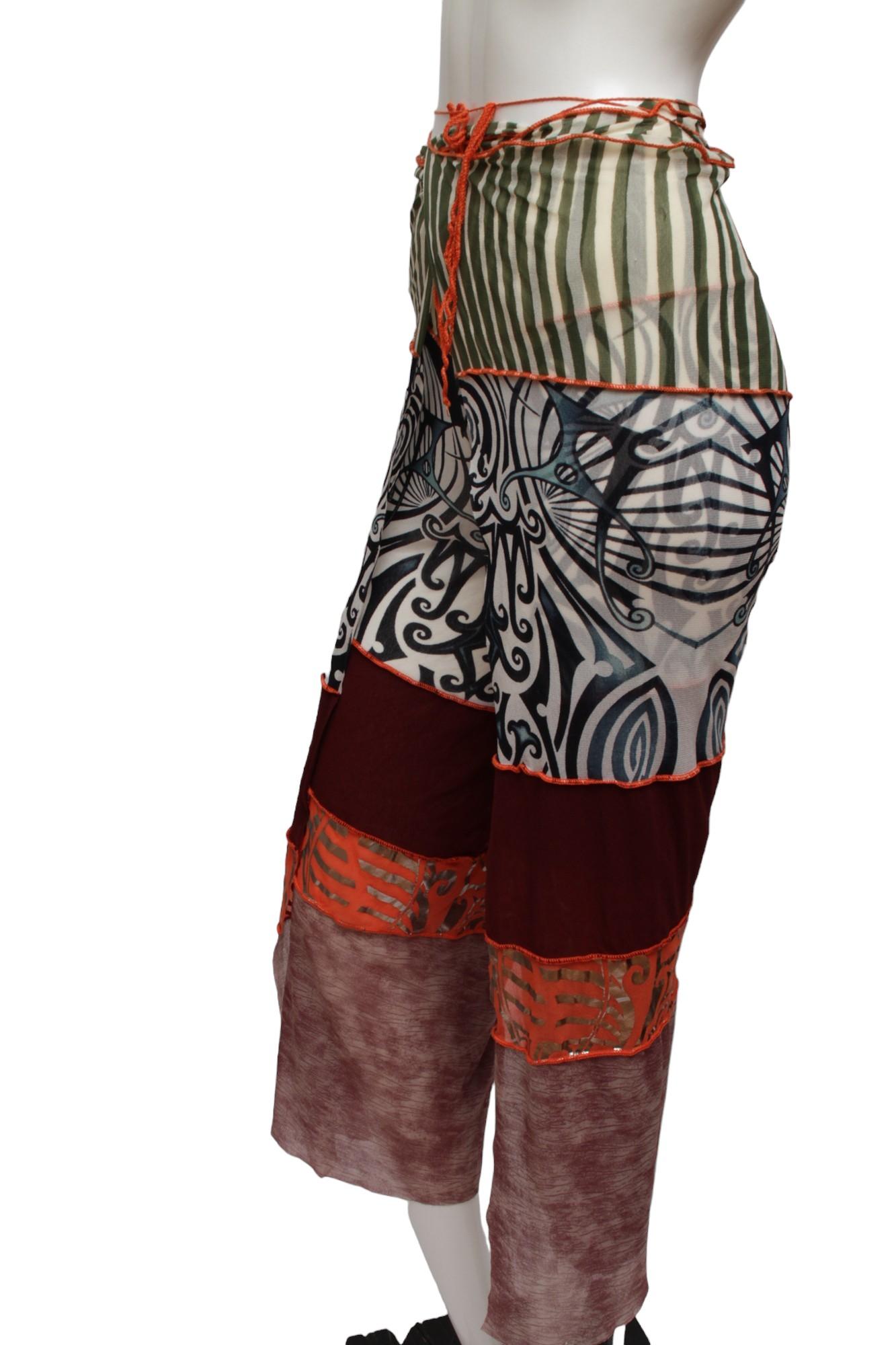 Jean Paul Gaultier Maille, Mesh stretch Maori inspired convertible pant 4