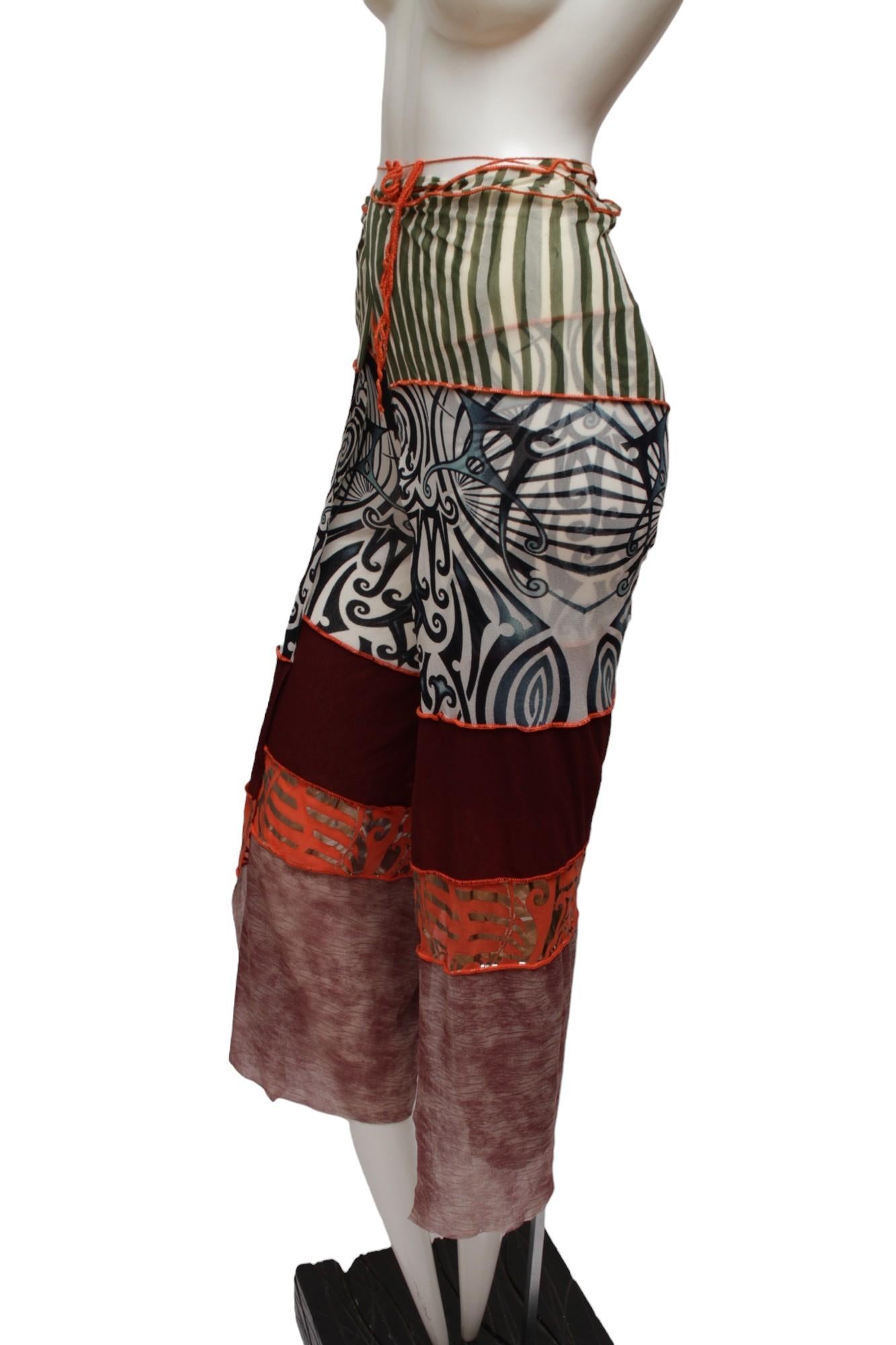 Jean Paul Gaultier Maille, Mesh stretch Maori inspired convertible pant 5