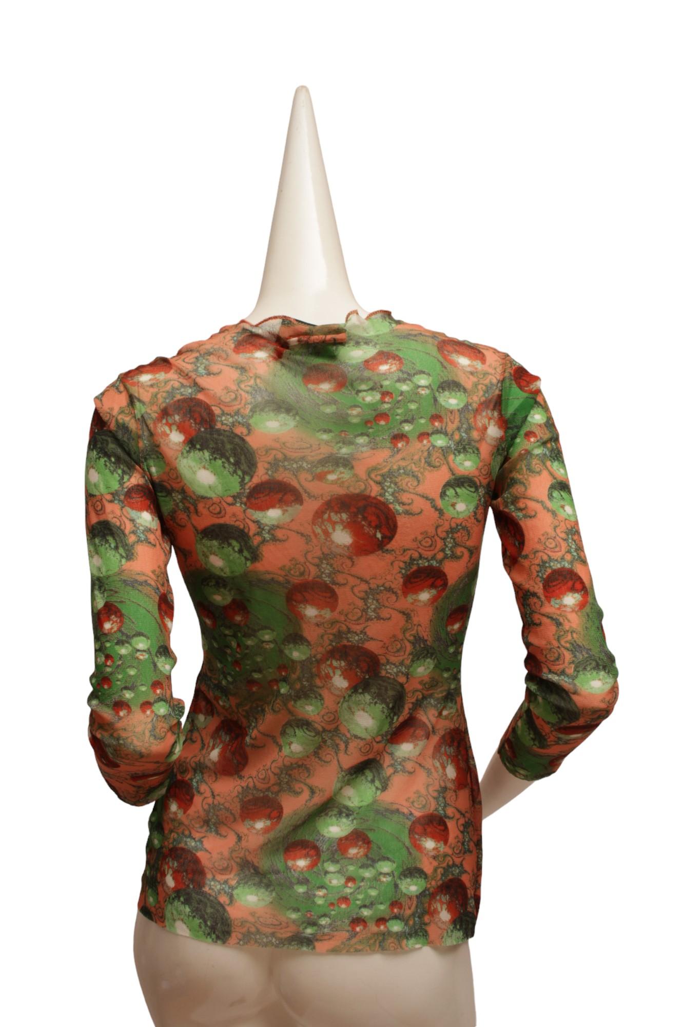 Brown JEAN PAUL GAULTIER, Maille, RARE, 1996 AW, Psychedelic Planetary Mesh Top For Sale