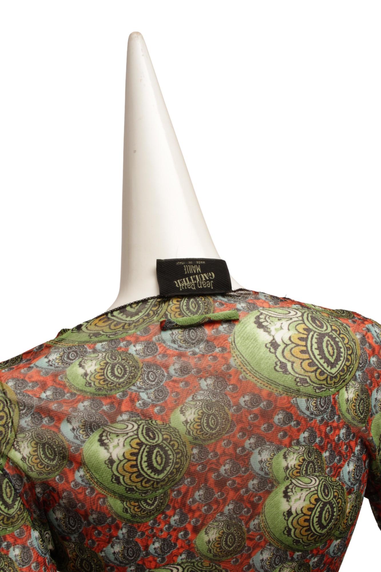 Brown JEAN PAUL GAULTIER, Maille, RARE, Mesh, 1990s, Psychedelic Planetary Top For Sale