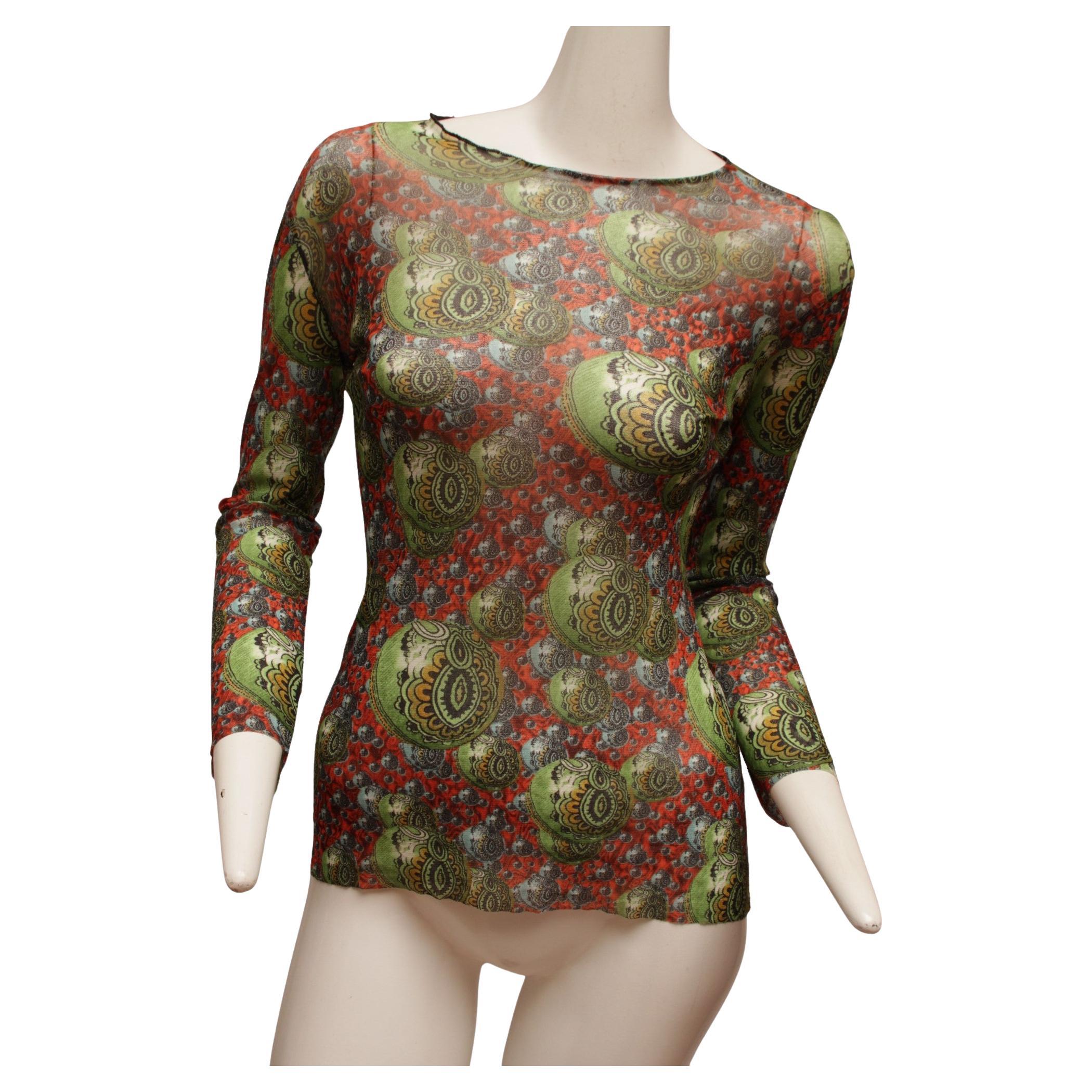 JEAN PAUL GAULTIER, Maille, RARE, Mesh, 1990s, Psychedelic Planetary Top For Sale