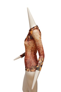 Jean Paul Gaultier Maille Red, Navy, and Orange 90'S Mesh Long Sleeve Shirt