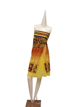 Jean Paul Gaultier Maille Red Yellow and Blue Mesh Skirt or Tube dress with Slit