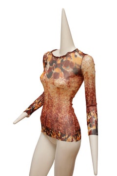 Jean Paul Gaultier Maille Rotes, gelbes, blaues, langärmeliges Mesh-Oberteil