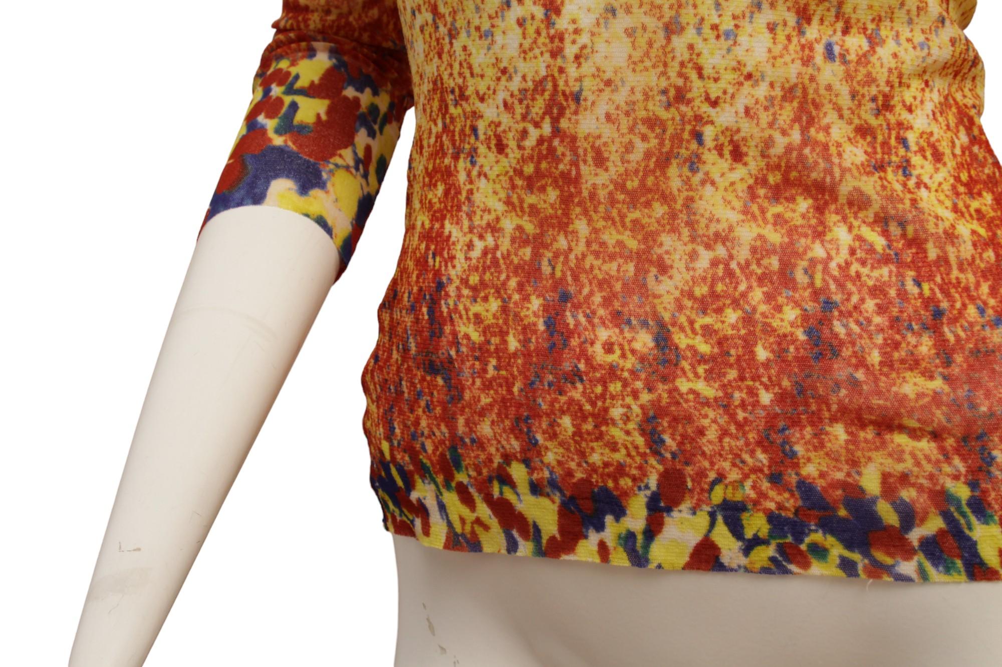 Women's Jean Paul Gaultier Maille Red, Yellow, Blue Mesh Long sleeve Top