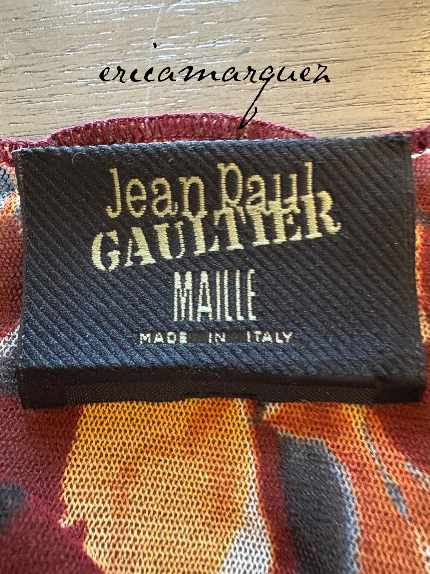 Jean Paul Gaultier Jeans Top a maniche lunghe in rete rossa, gialla e blu in vendita 1