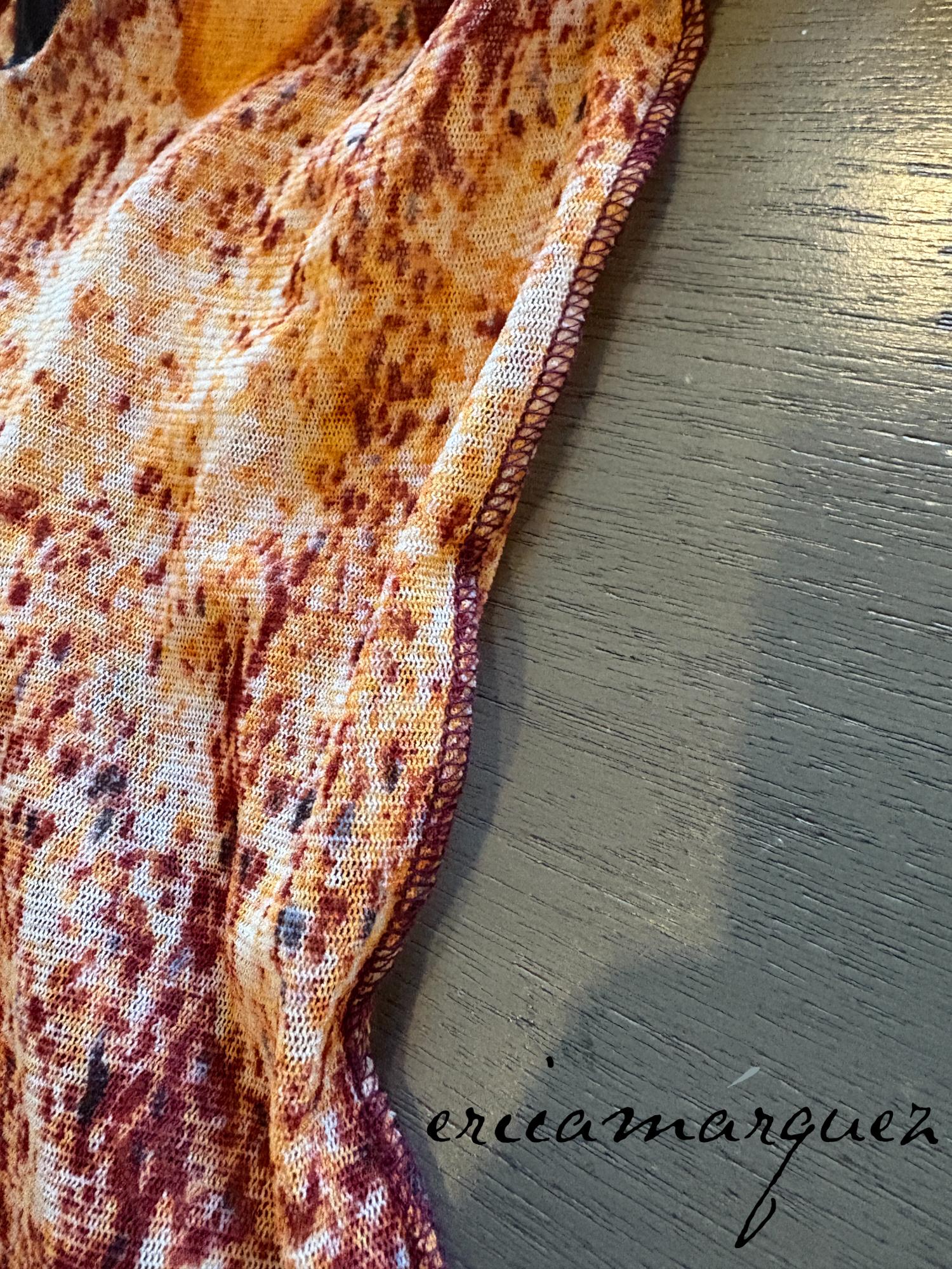 Jean Paul Gaultier Jeans Top a maniche lunghe in rete rossa, gialla e blu in vendita 2