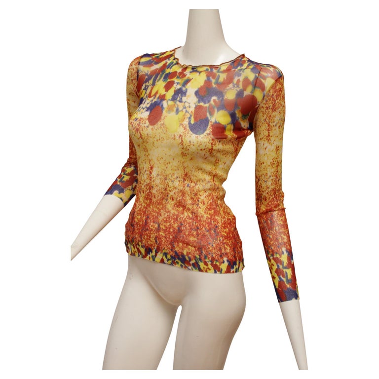 Jean Paul Gaultier Maille Red, Yellow, Blue Mesh Long sleeve Top 