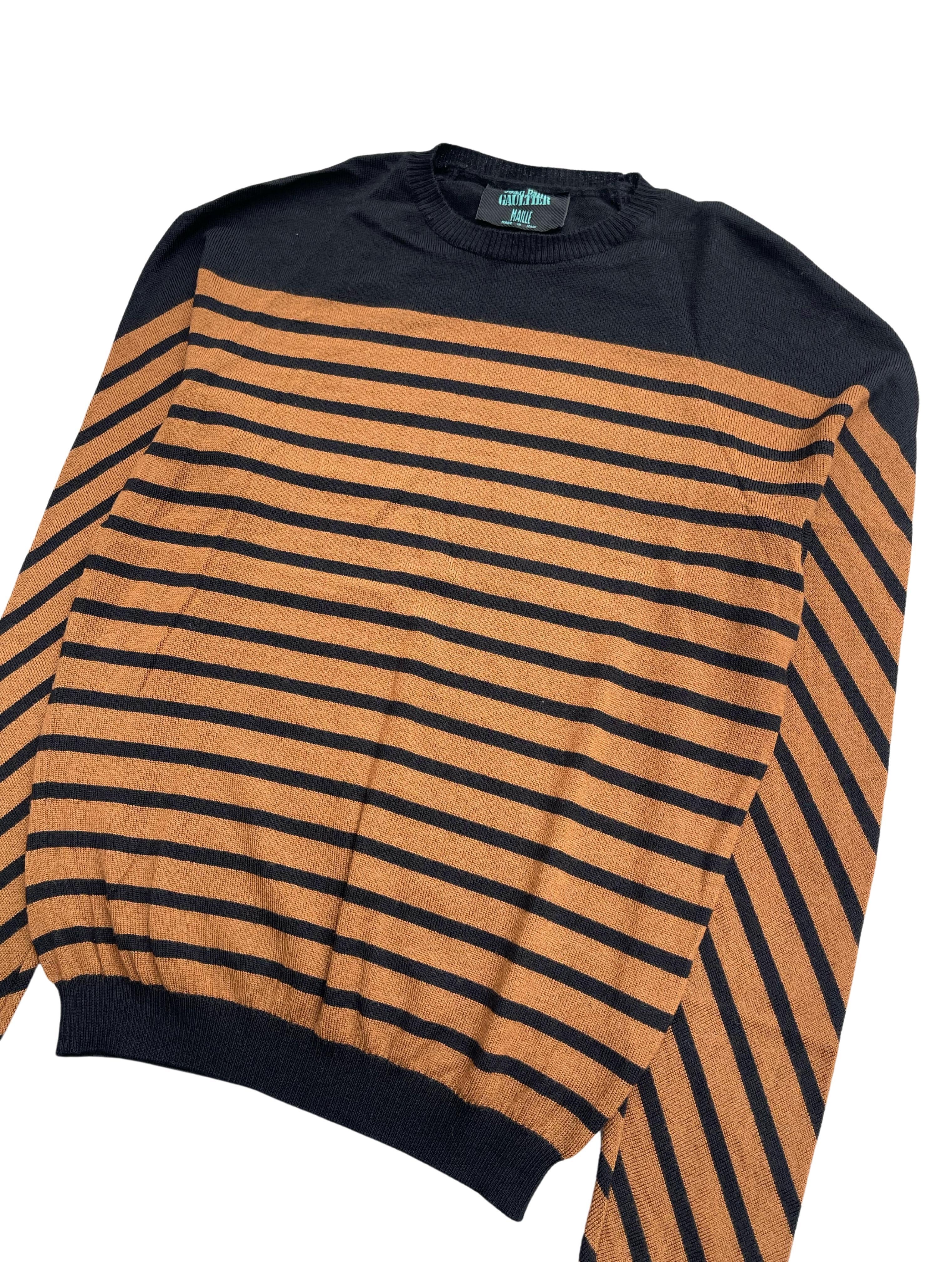 brown striped sweater