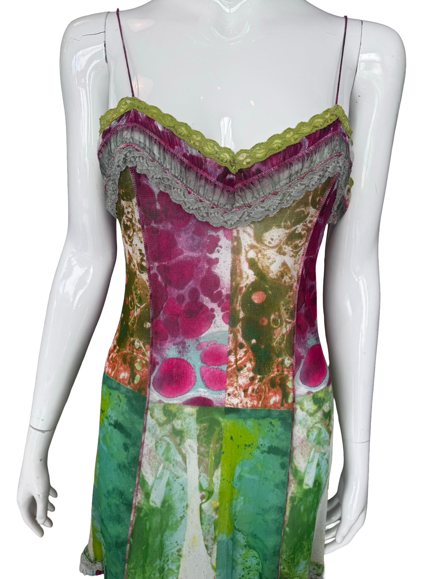 Gray Jean Paul Gaultier Maille Tie Dye Mesh Dress For Sale