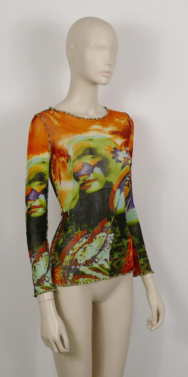 Top Maille Vintage Jean Paul Gaultier - Taille L, Occasion Très Bon état, Imprimé Floral Multicolore