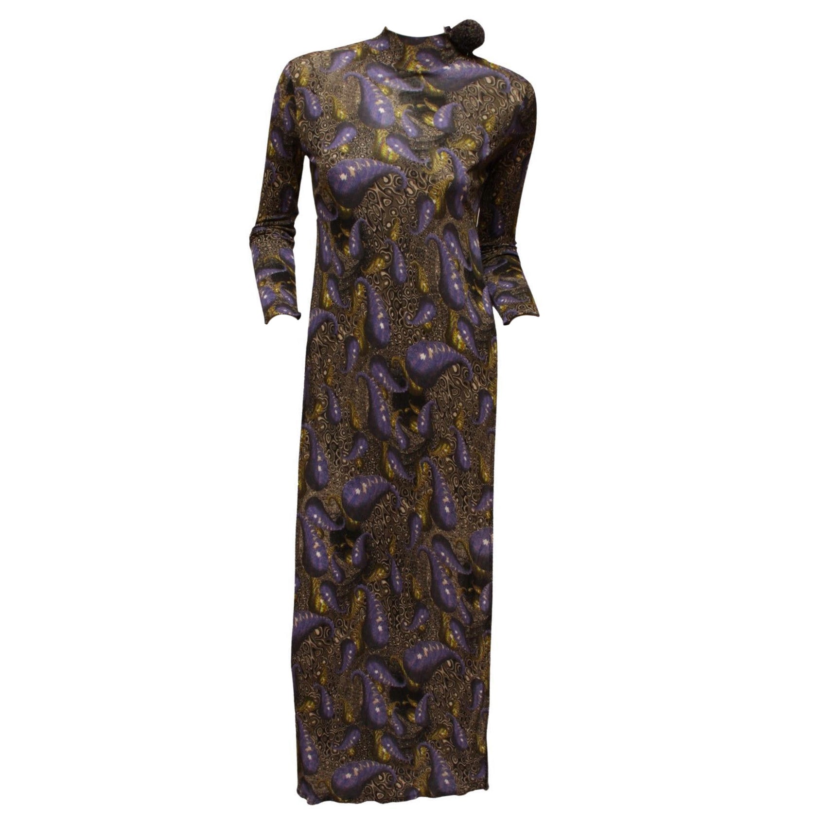 JEAN PAUL GAULTIER, MAILLE, Sehr seltenes Kleid mit doppeltem Schlitz und hoher Taille, Maxi-Length-Kleid