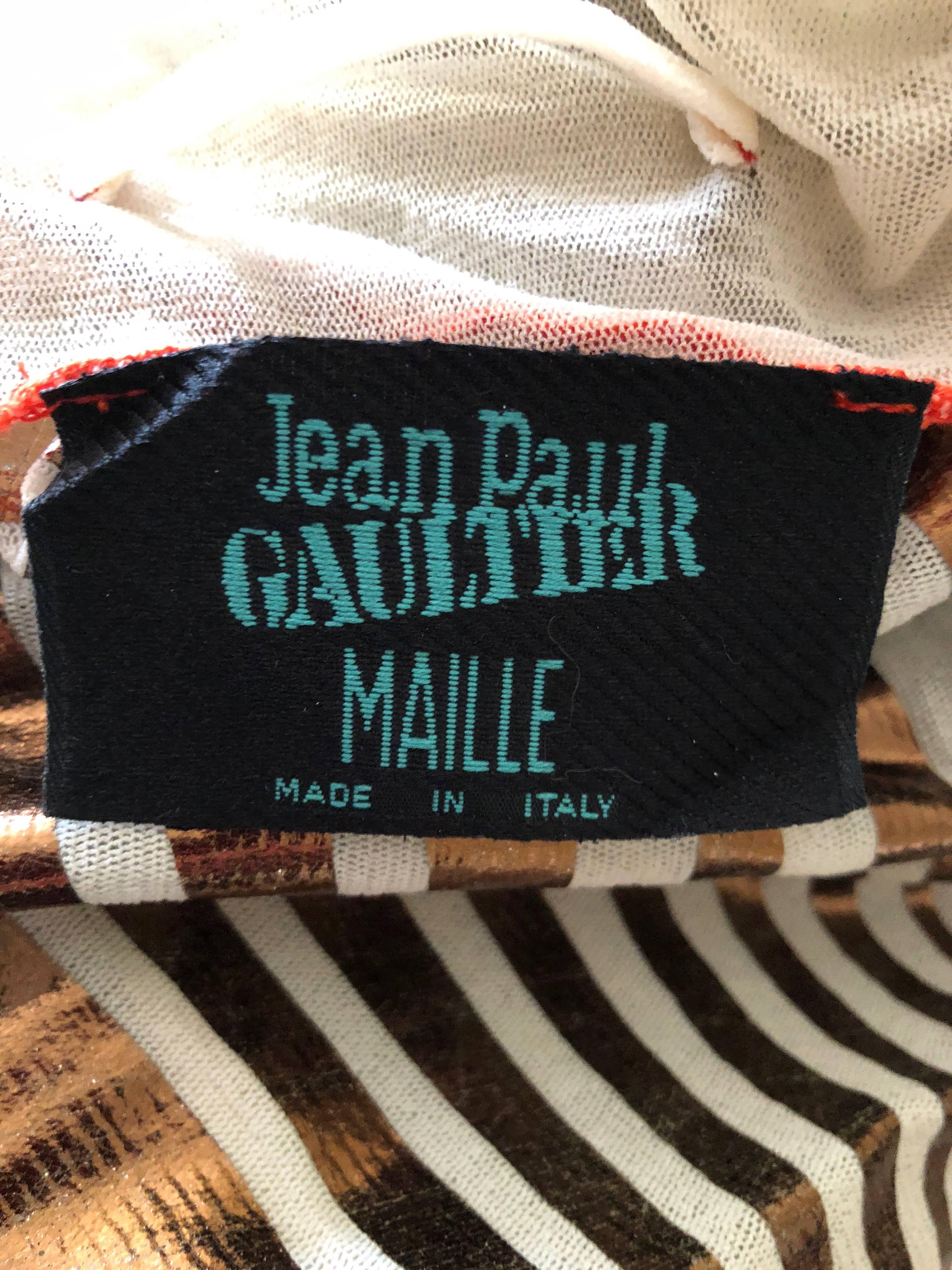 Jean Paul Gaultier Maille Vintage Gold Op Art Torso Print Kimono Sleeve Caftan 5