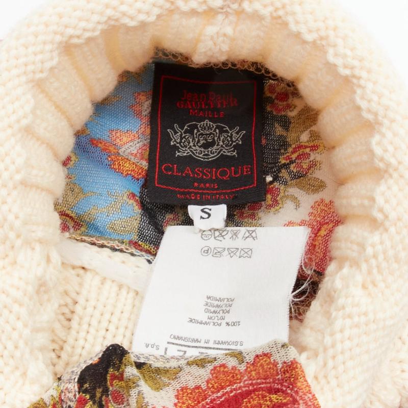 JEAN PAUL GAULTIER Maille Vintage paisley print sheer mesh knit turtleneck S For Sale 3