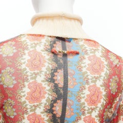 JEAN PAUL GAULTIER Maille Vintage red paisley sheer mesh cable knit turtleneck S