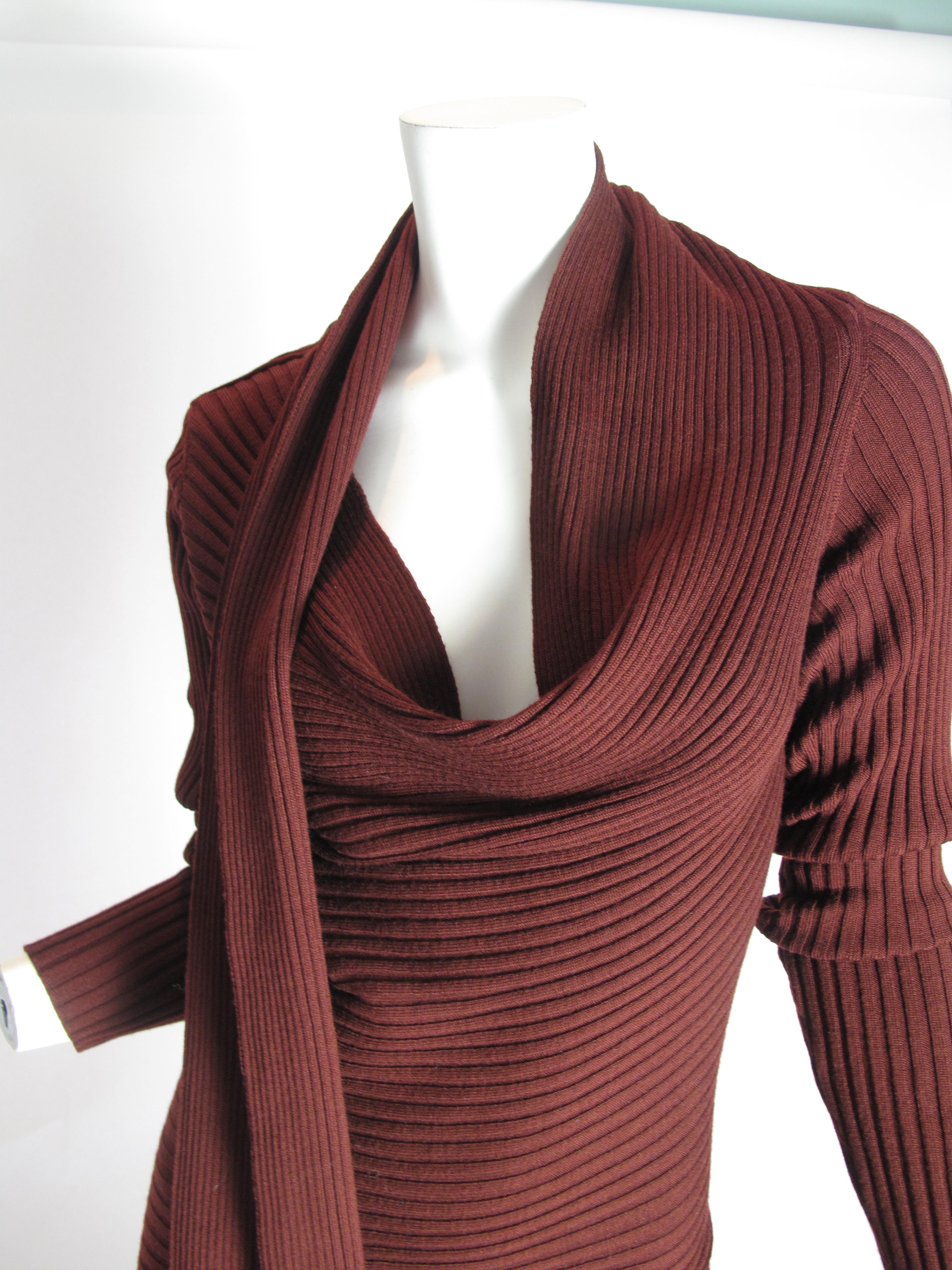 Jean Paul Gaultier Maroon Knit Dress, 1990s In Good Condition In Austin, TX