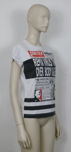 Jean Paul Gaultier Matelot "Remix Virus..." Newspaper Cotton T-Shirt Size M