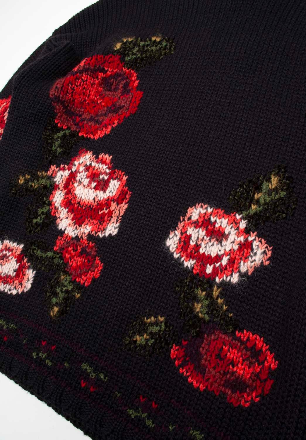 Jean Paul Gaultier Men Sweater Floral Knit Turtleneck Size L (Schwarz) im Angebot