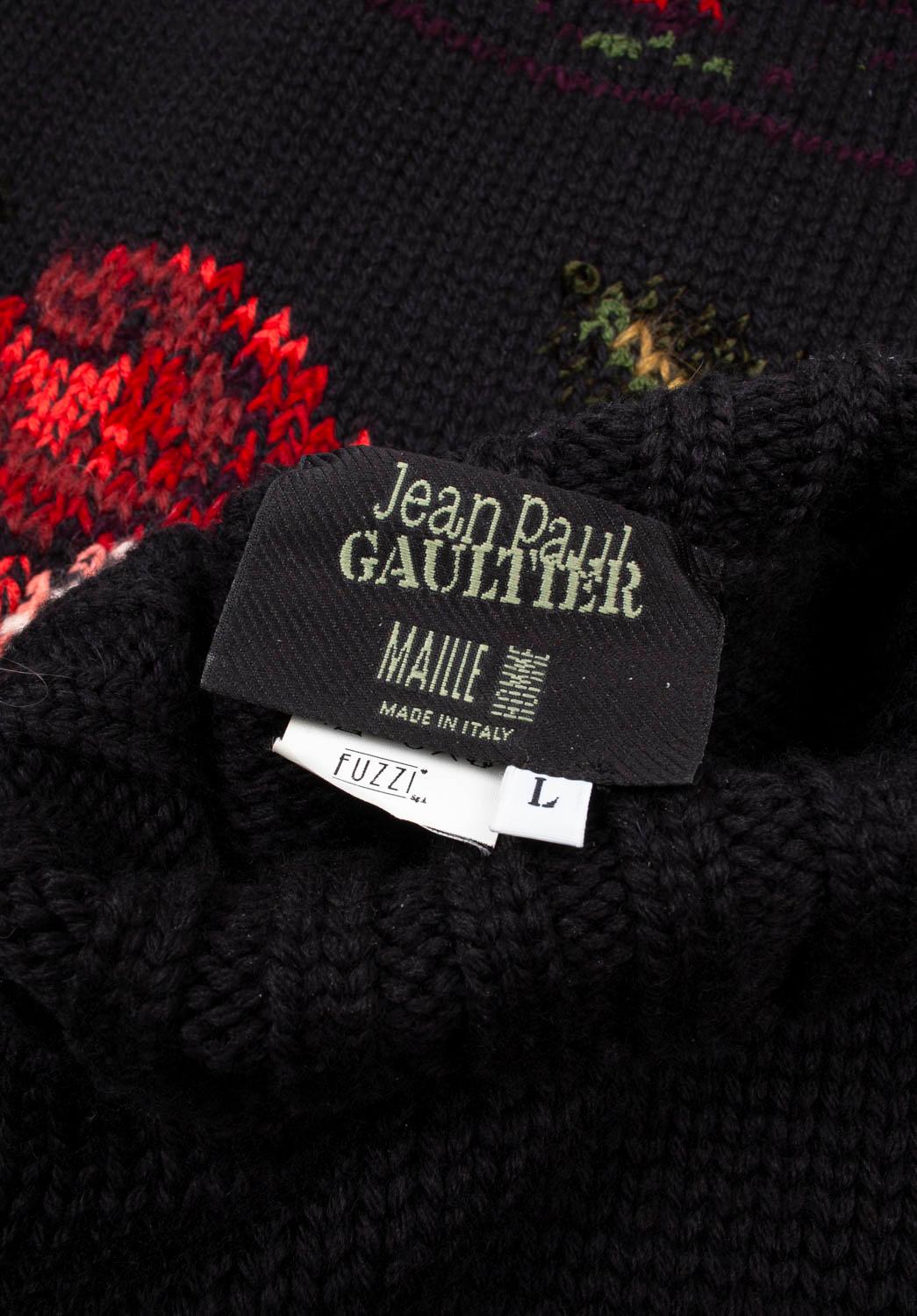 Jean Paul Gaultier Men Sweater Floral Knit Turtleneck Size L im Angebot 1