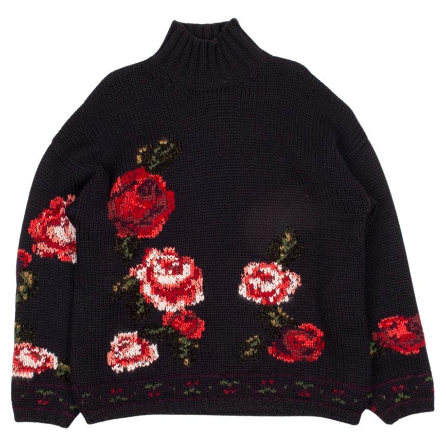 Jean Paul Gaultier Men Sweater Floral Knit Turtleneck Size L