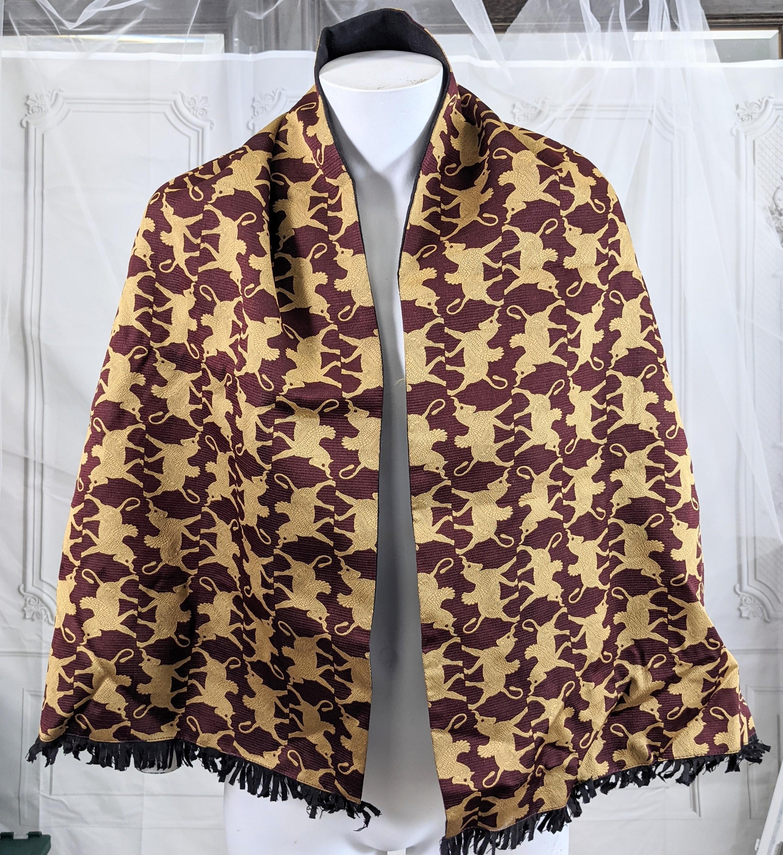 Jean Paul Gaultier Mens 1986 Phoenican Horse Brocade Scarf In New Condition For Sale In New York, NY