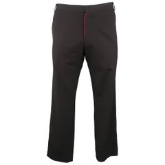 Jean Paul Gaultier Men's Black Wool Leather Piping Dress Pants