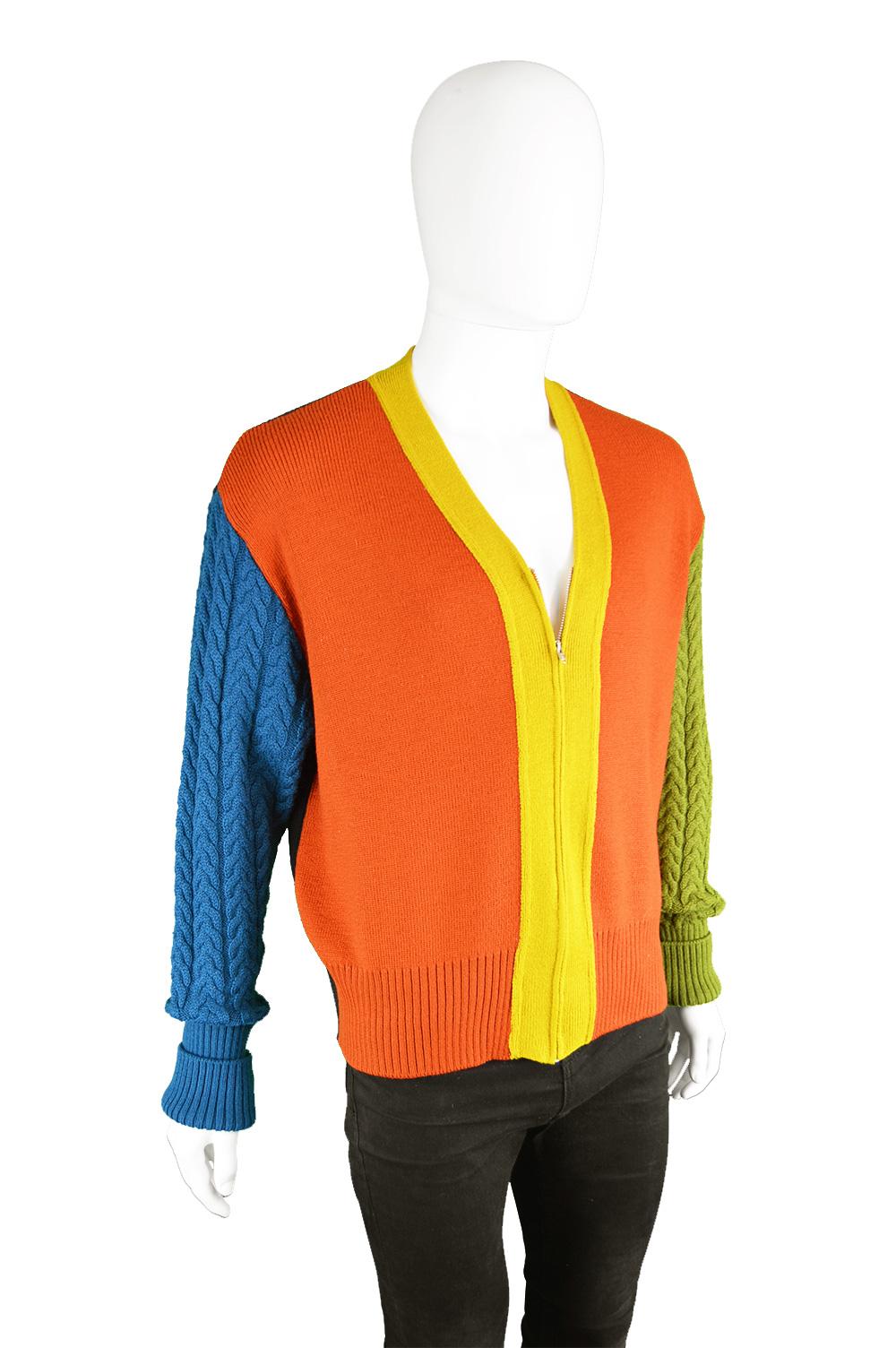 Jean Paul Gaultier Herren Vintage Farbe Block Zip Up Cardigan Pullover:: 1990er Jahre 2