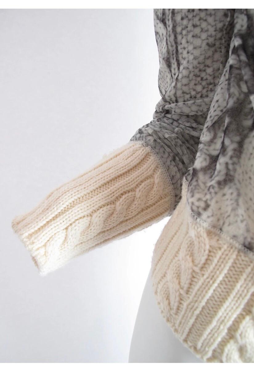 Gray Jean Paul Gaultier mesh and wool printed cardigan 