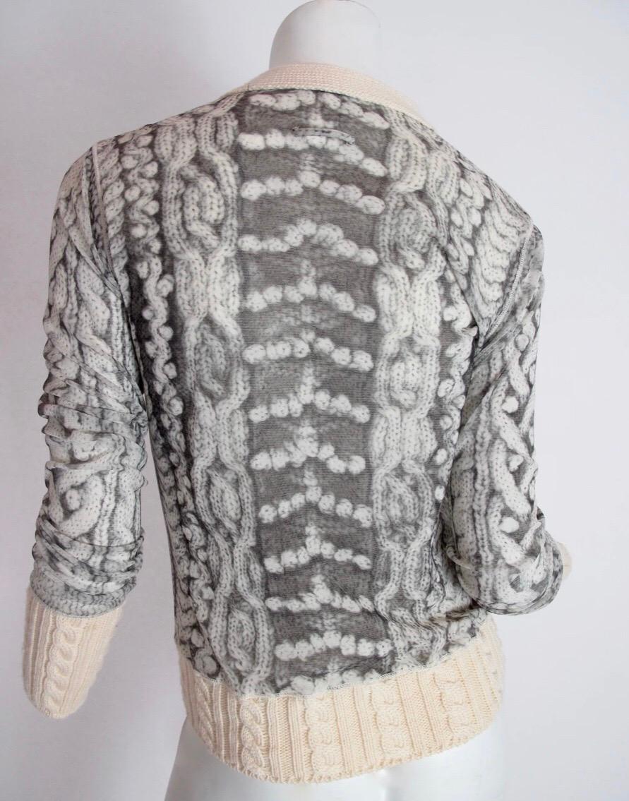 Jean Paul Gaultier mesh and wool printed cardigan  In Excellent Condition In Austin, TX
