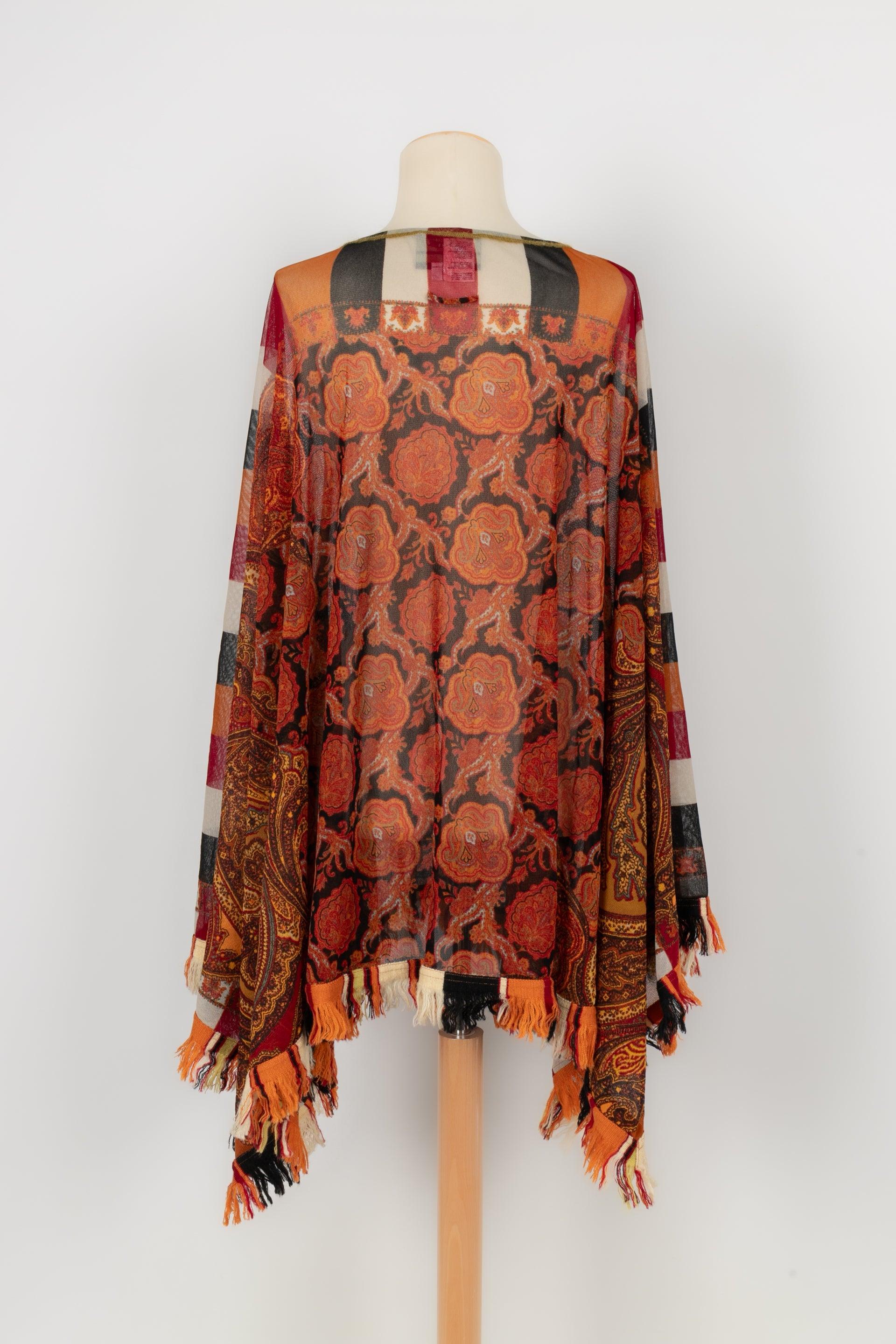 Jean Paul Gaultier Mesh Cape Printed with Patterns In Excellent Condition For Sale In SAINT-OUEN-SUR-SEINE, FR