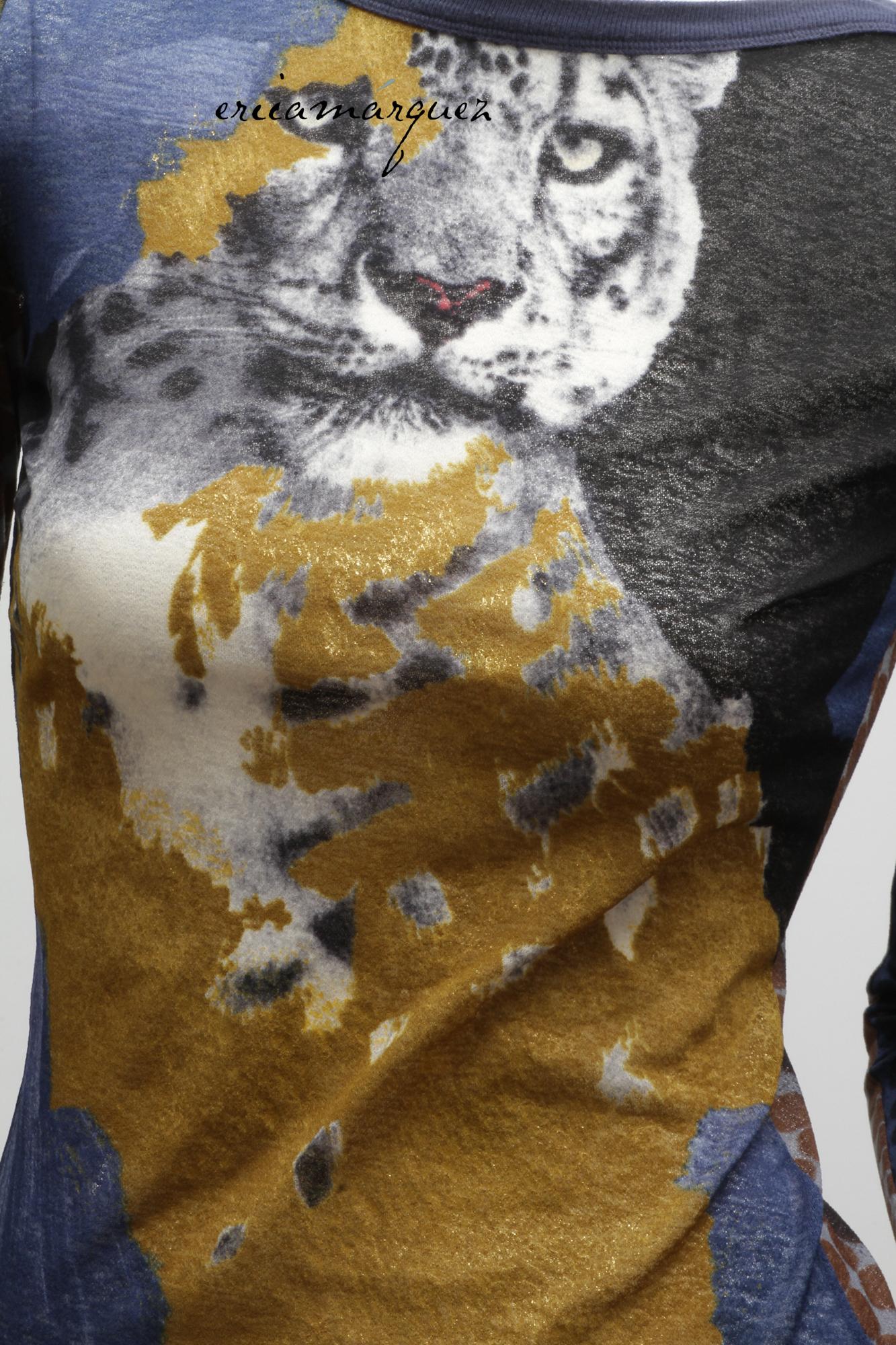 Women's JEAN PAUL GAULTIER, Mesh Cyber Dot Leopard Print Long Sleeve Top, 1996 For Sale