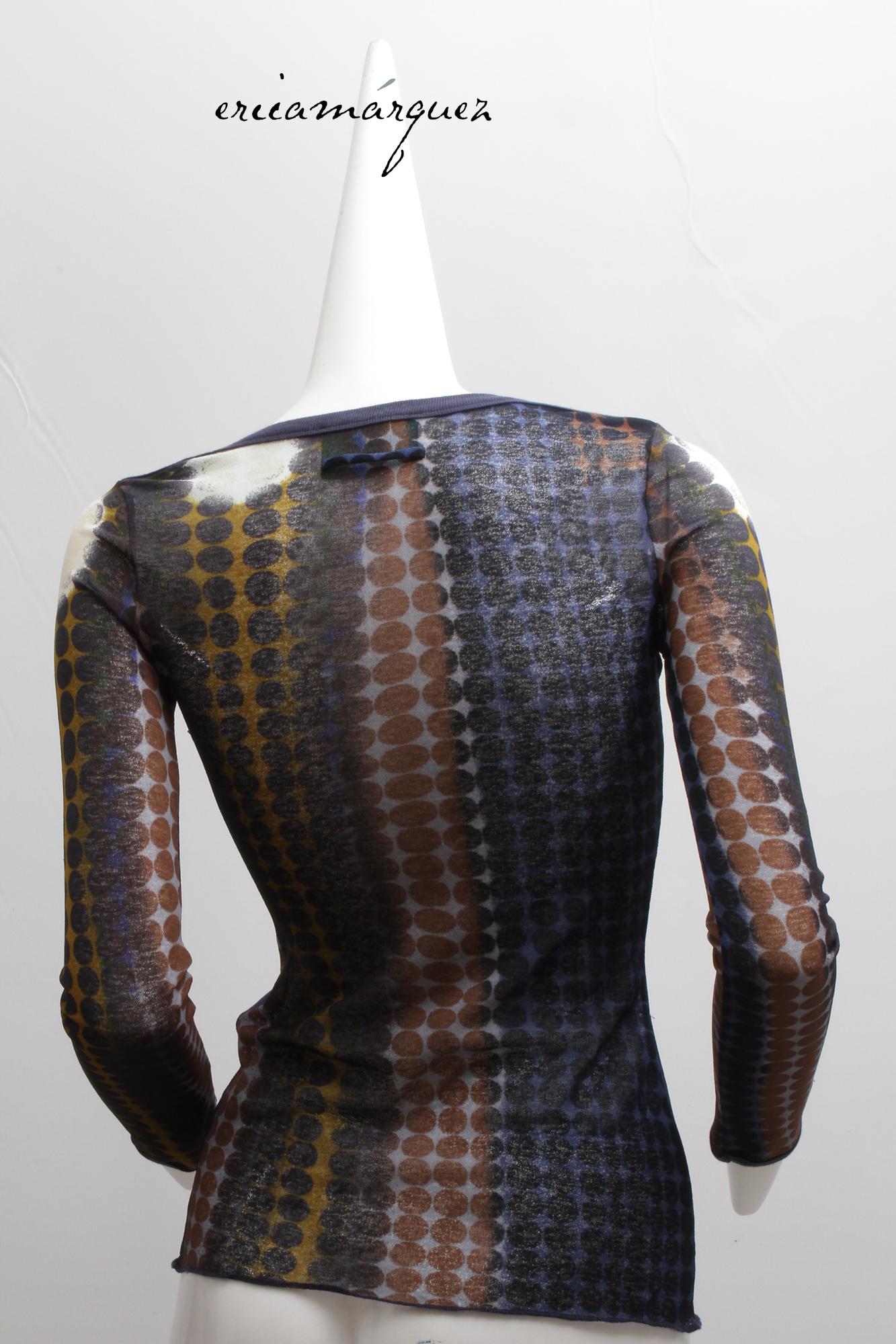 JEAN PAUL GAULTIER, Mesh Cyber Dot Leopard Print Long Sleeve Top, 1996 For Sale 2