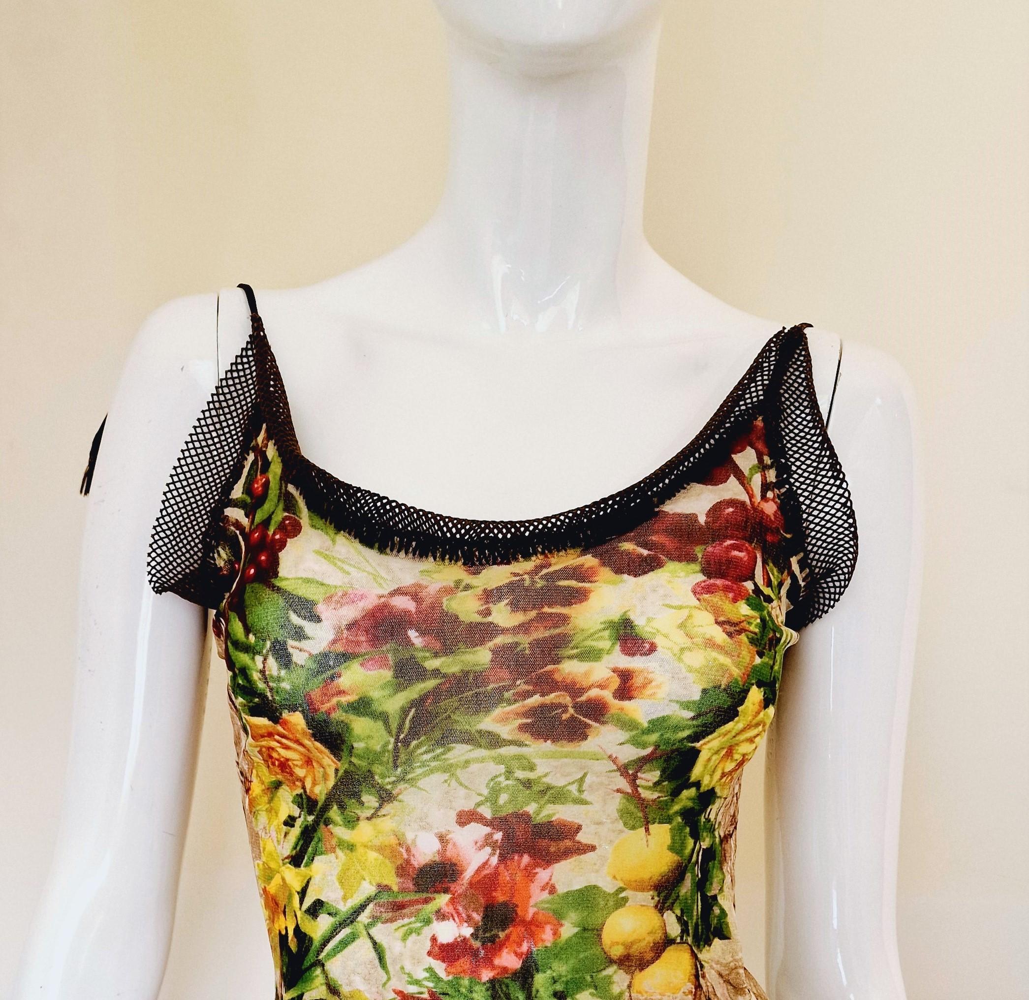 Jean Paul Gaultier Mesh Floral Flower Rose Butterfly Vintage 1999 SS Tee Top  For Sale 1