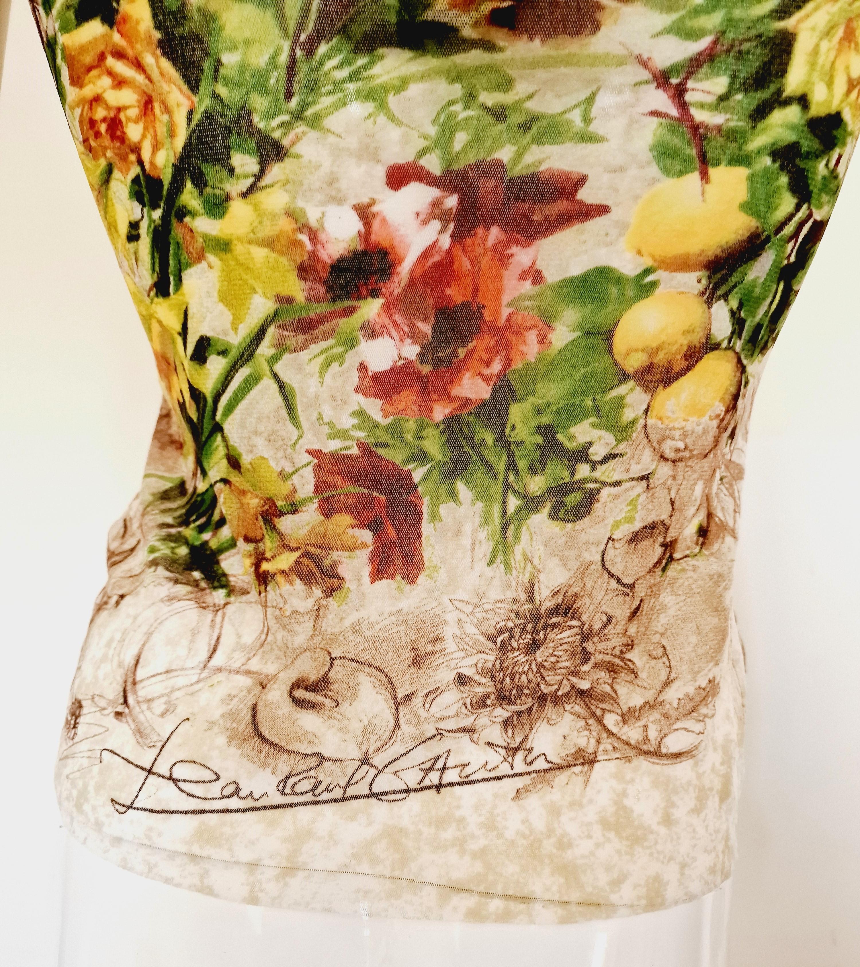 Jean Paul Gaultier Mesh Floral Flower Rose Butterfly Vintage 1999 SS Tee Top  For Sale 4