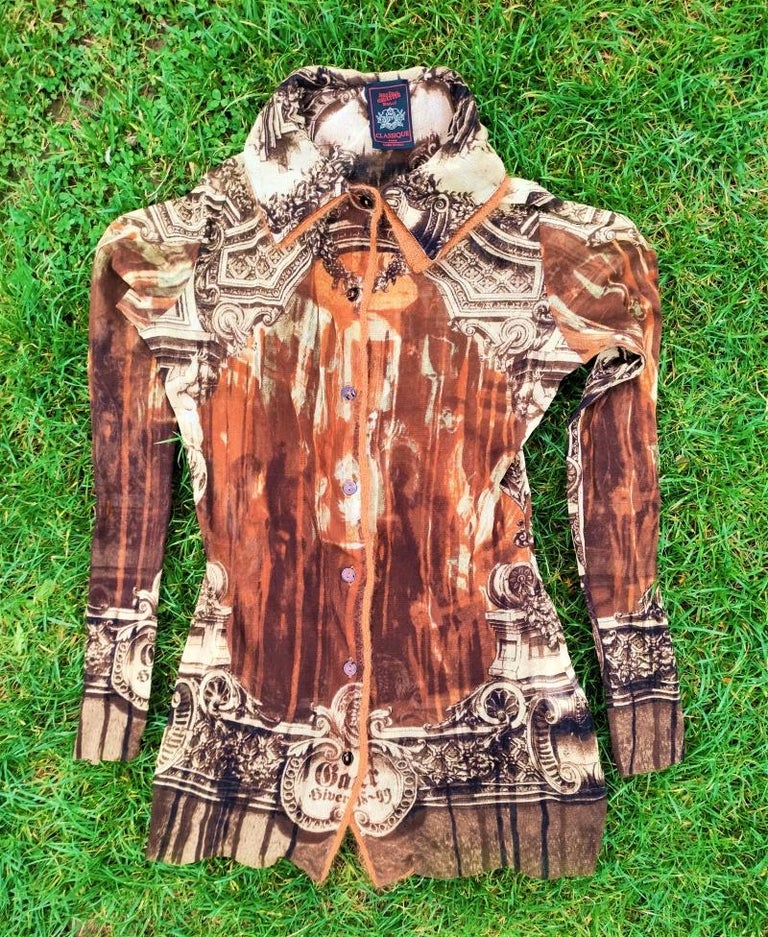 Jean Paul Gaultier Mesh Jesus Maria Venus Chatedral Tattoo Baroque Shirt Top