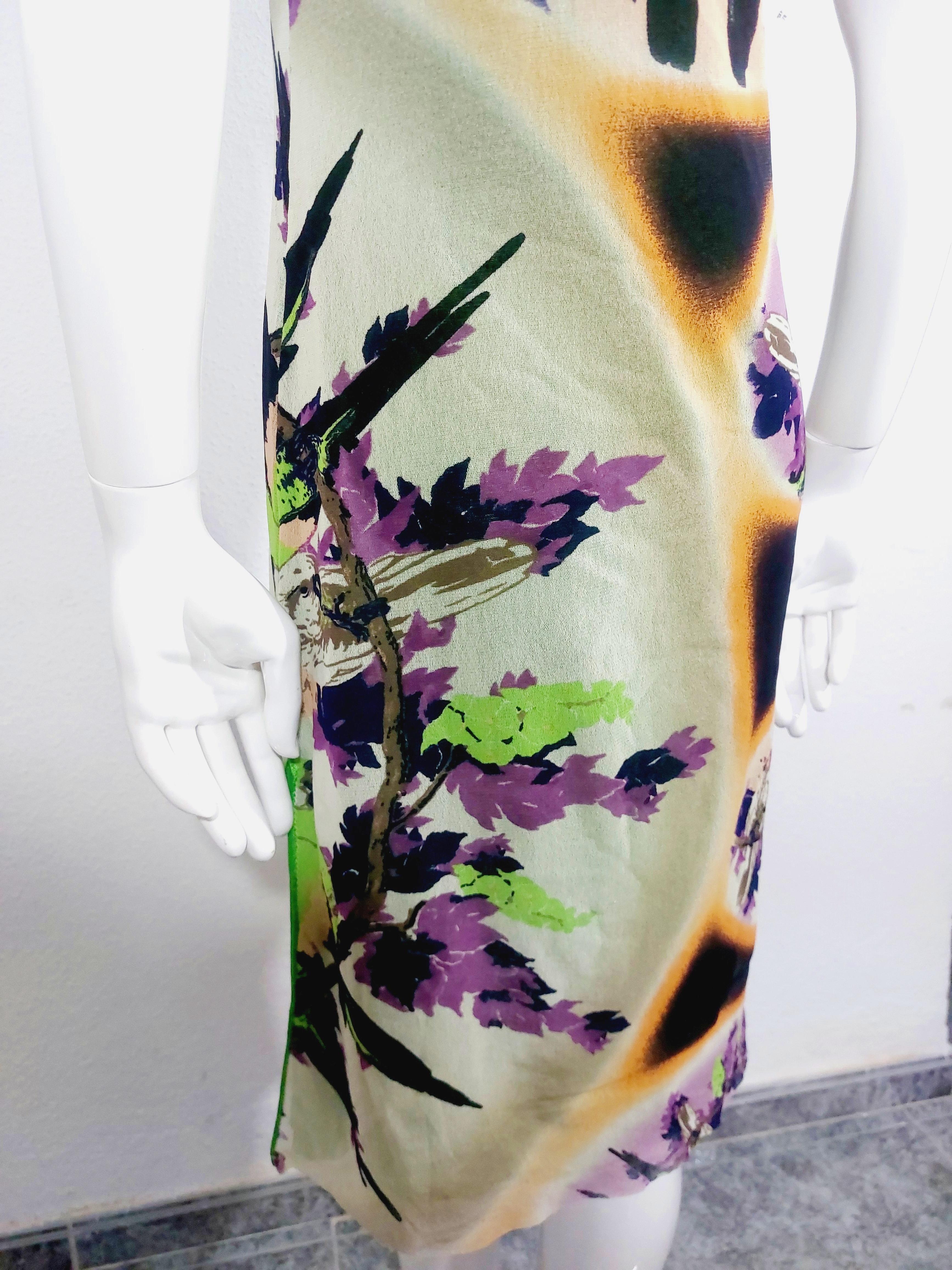 Jean Paul Gaultier Mesh Kimono Geisha Tropical Cheongsam Parrot Dress 1