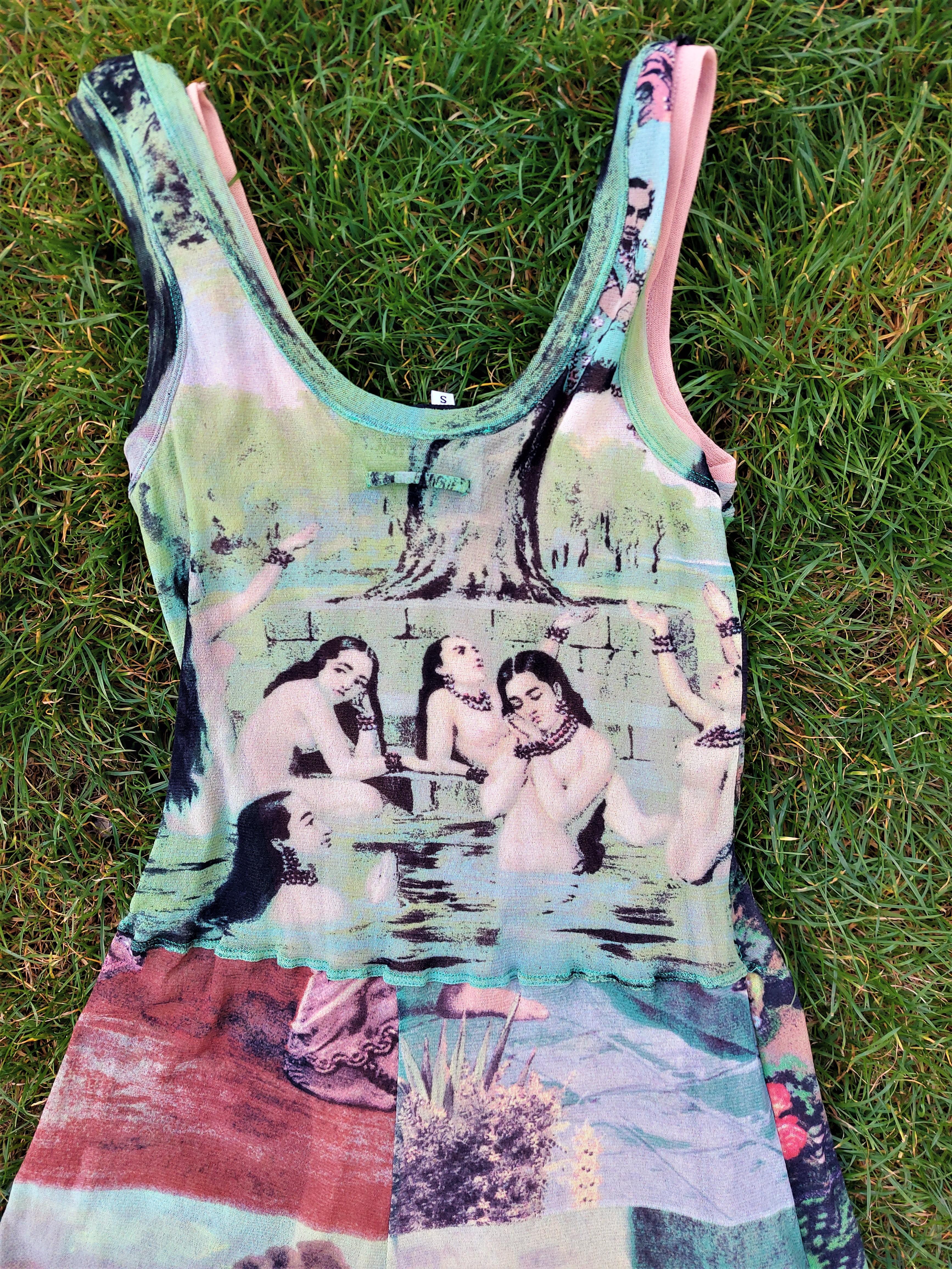 Jean Paul Gaultier Mesh Oriental Bath Portrait Face Venus Angel Faun Asian Dress en vente 12