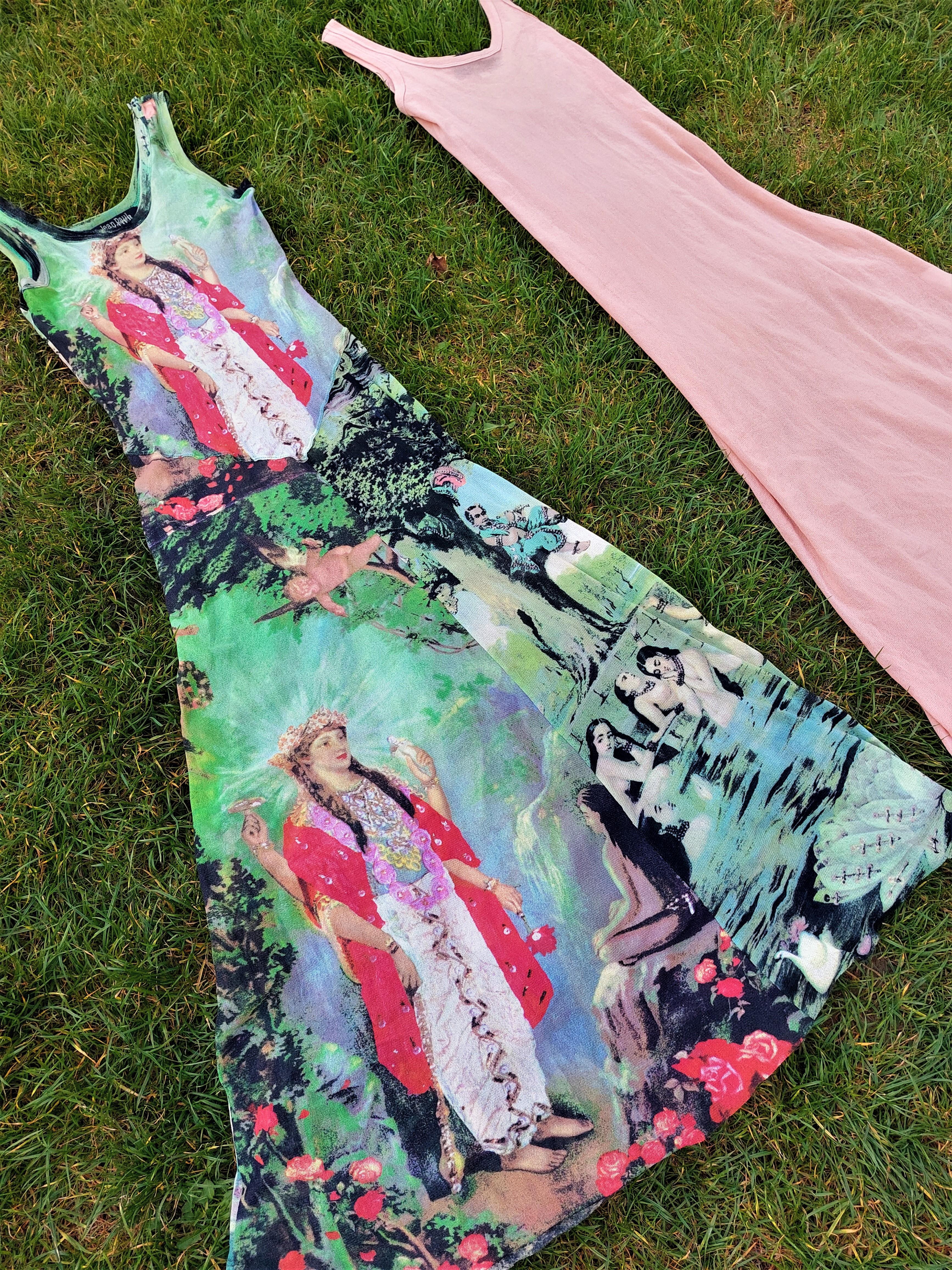 Jean Paul Gaultier Mesh Oriental Bath Portrait Face Venus Angel Faun Asian Dress Excellent état - En vente à PARIS, FR