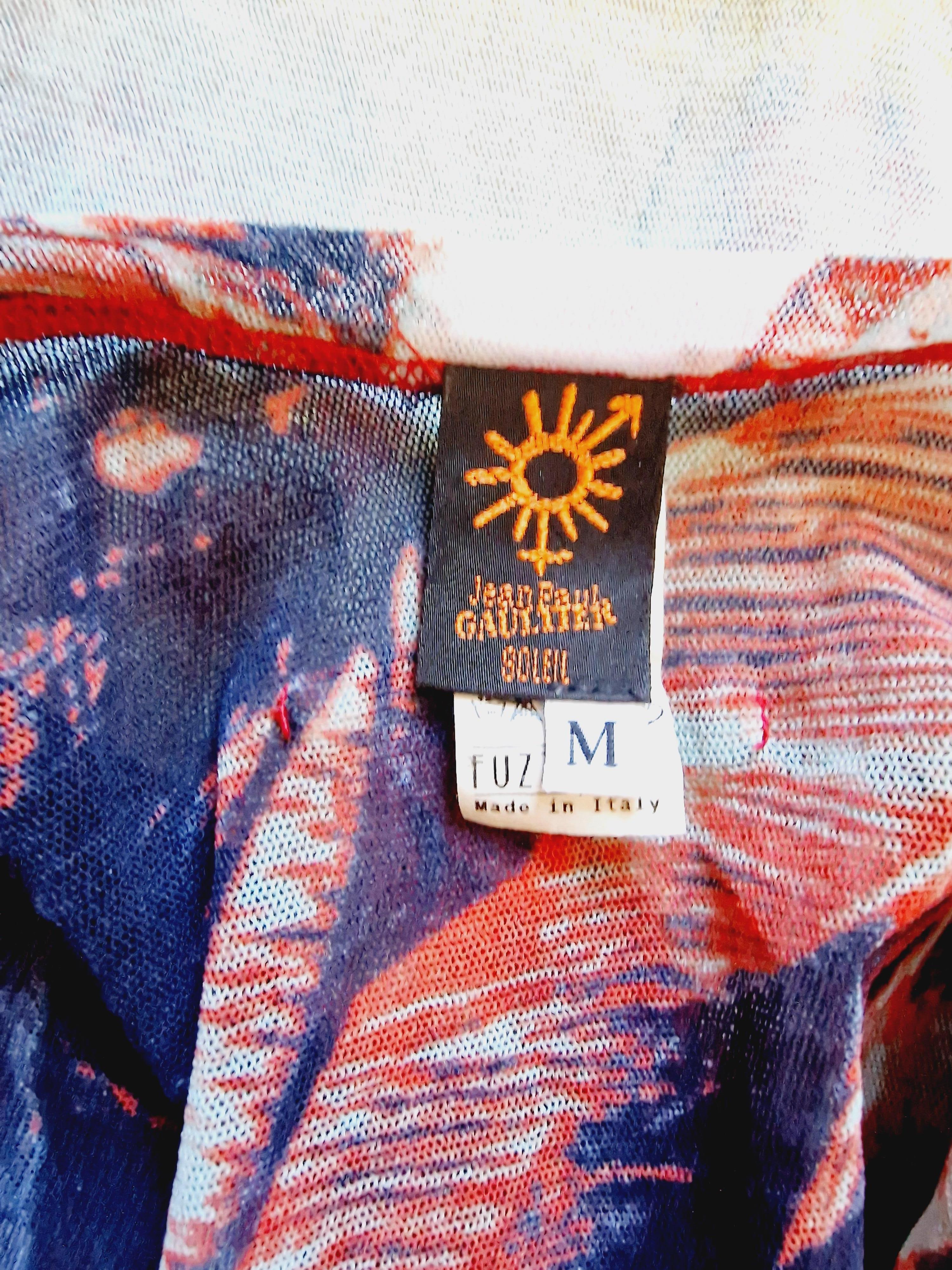 Jean Paul Gaultier Mesh Palm Tree Tropical Vintage Transparent Shirt Tee Top  For Sale 5