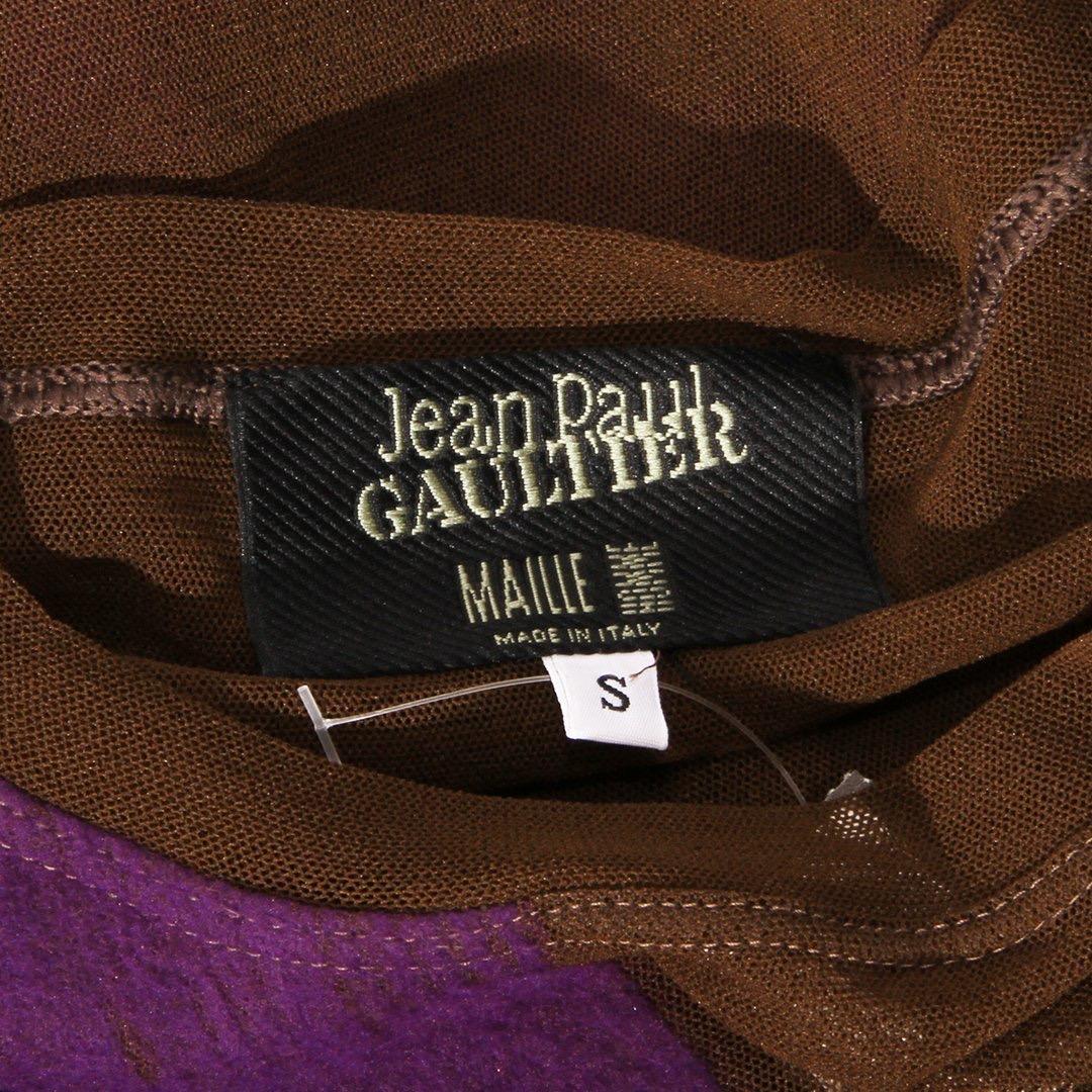 Gray Jean Paul Gaultier Mesh & Plaid Top